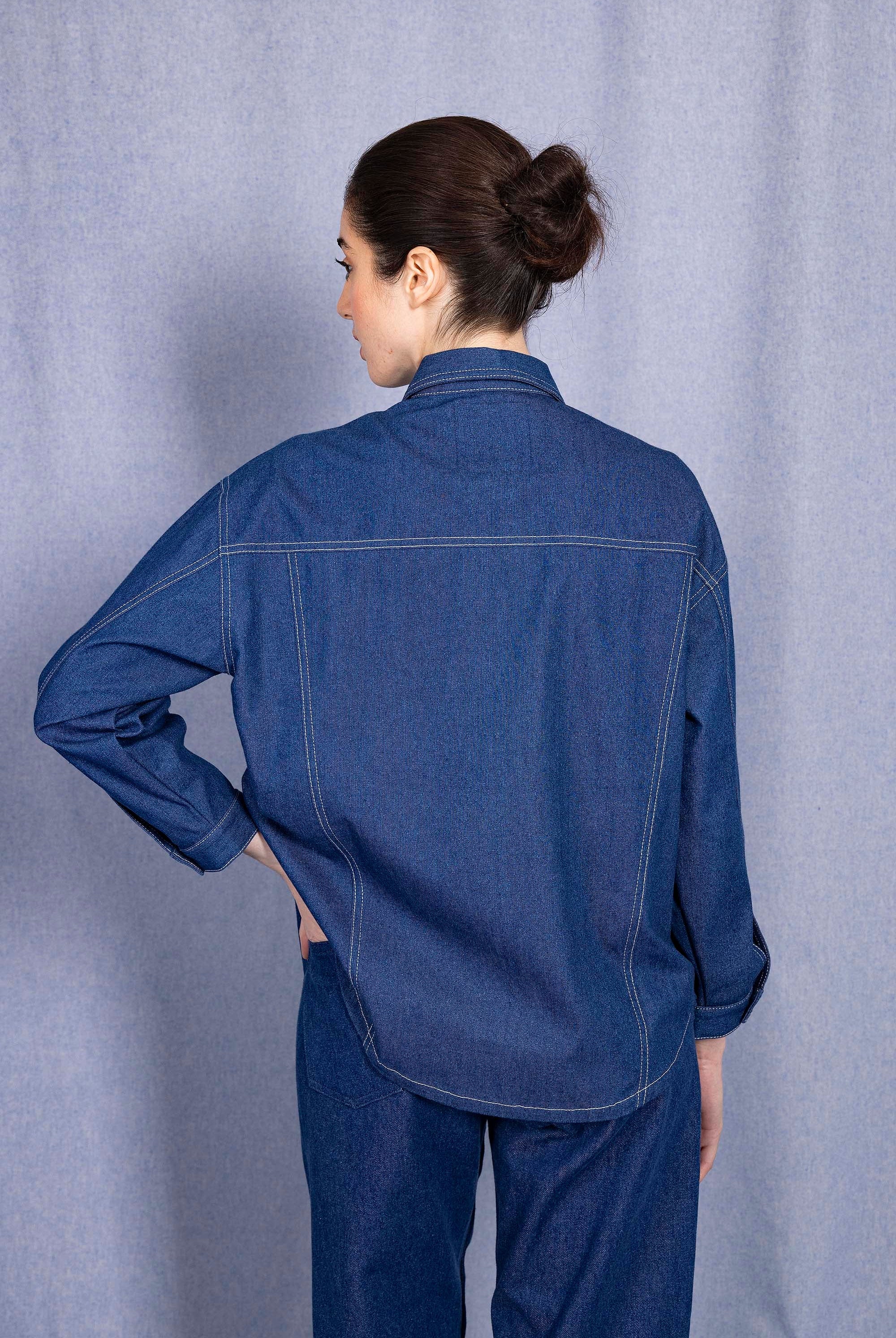 Chemise Attis Bleu Denim chemise femme, grand incontournable du vestiaire féminin