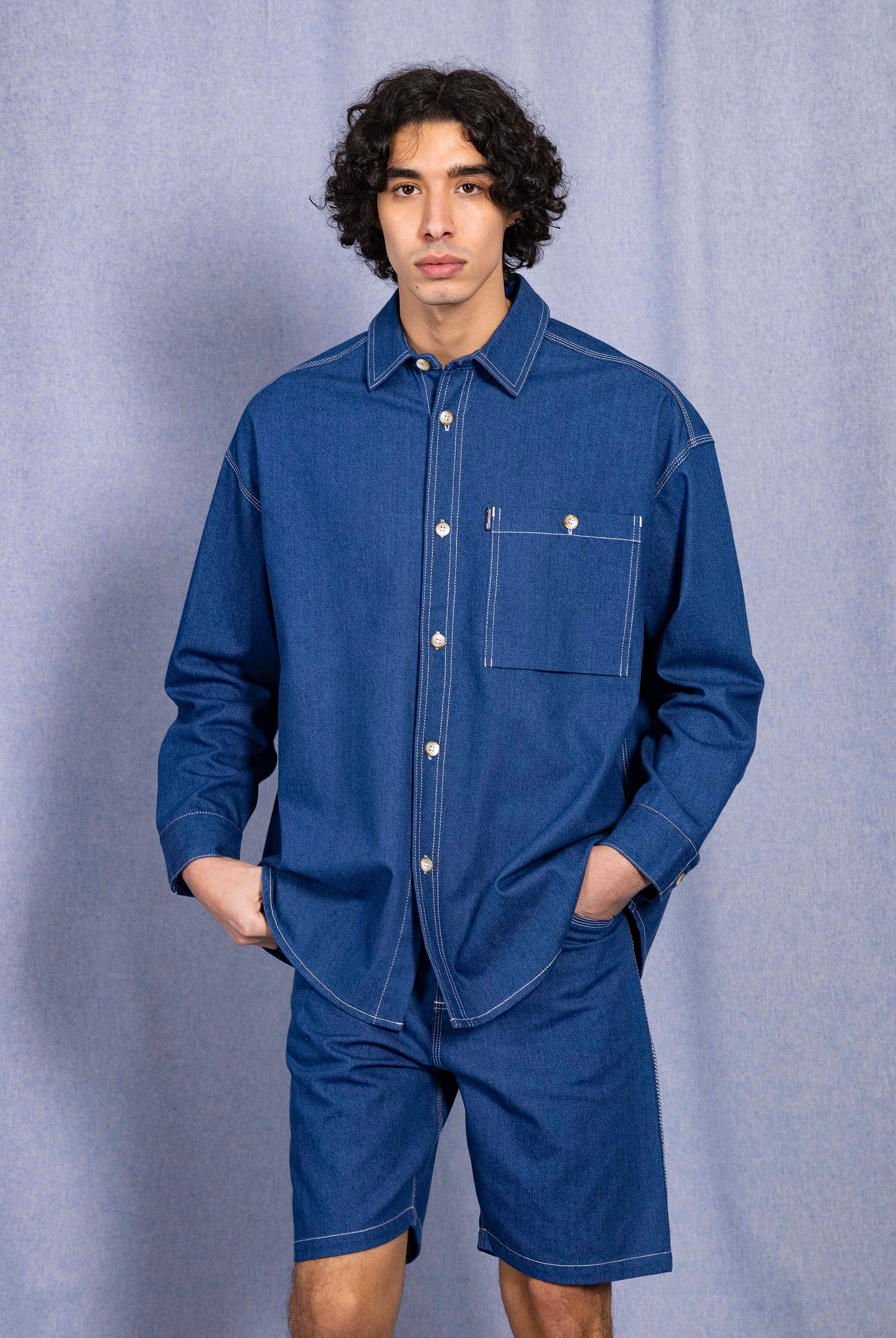 Chemise Pedro Bleu Denim chemise à l'esprit classique, simple et élégant