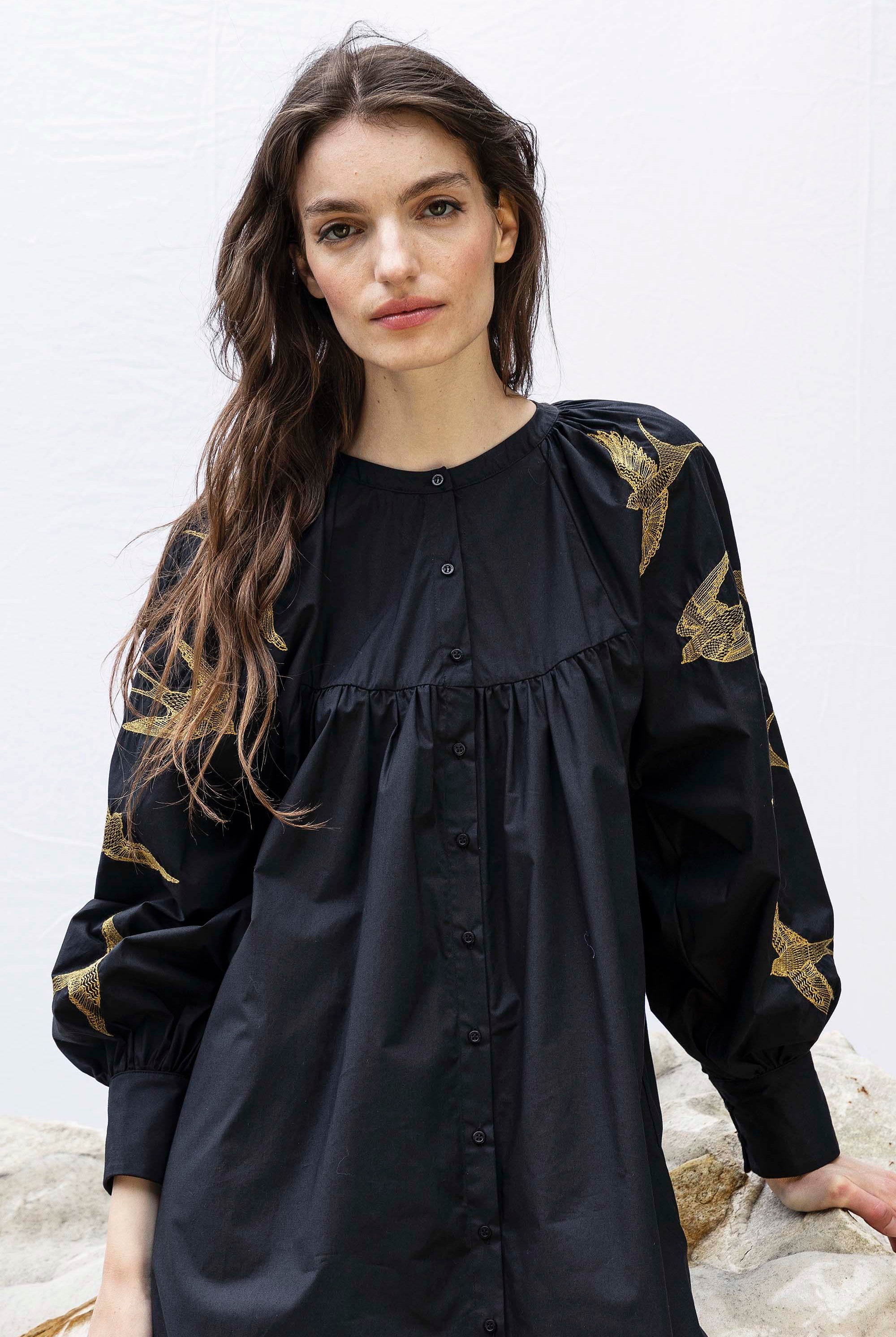 Robe Doria Aves Noir robes femme faciles à vivre et agréables à porter