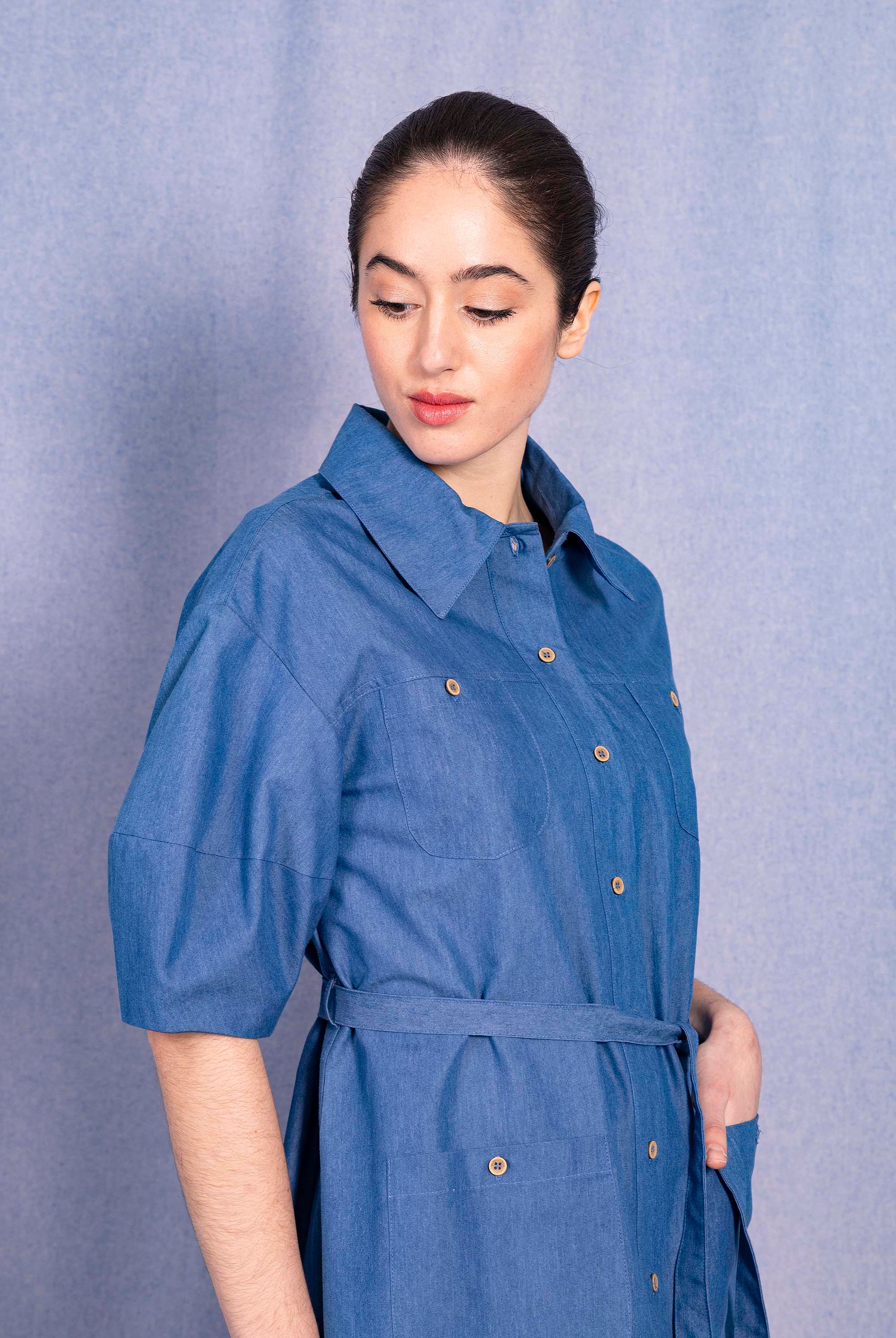 Robe Ambrosine Bleu Denim robes femme faciles à vivre et agréables à porter