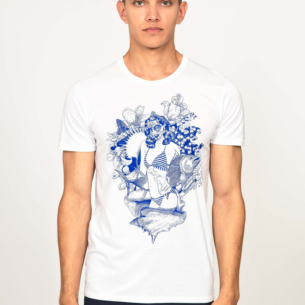 T-shirt Homme Bastille - Blanc - Manches Longues - Col Rond - 100% Coton - Taille L - Occasion