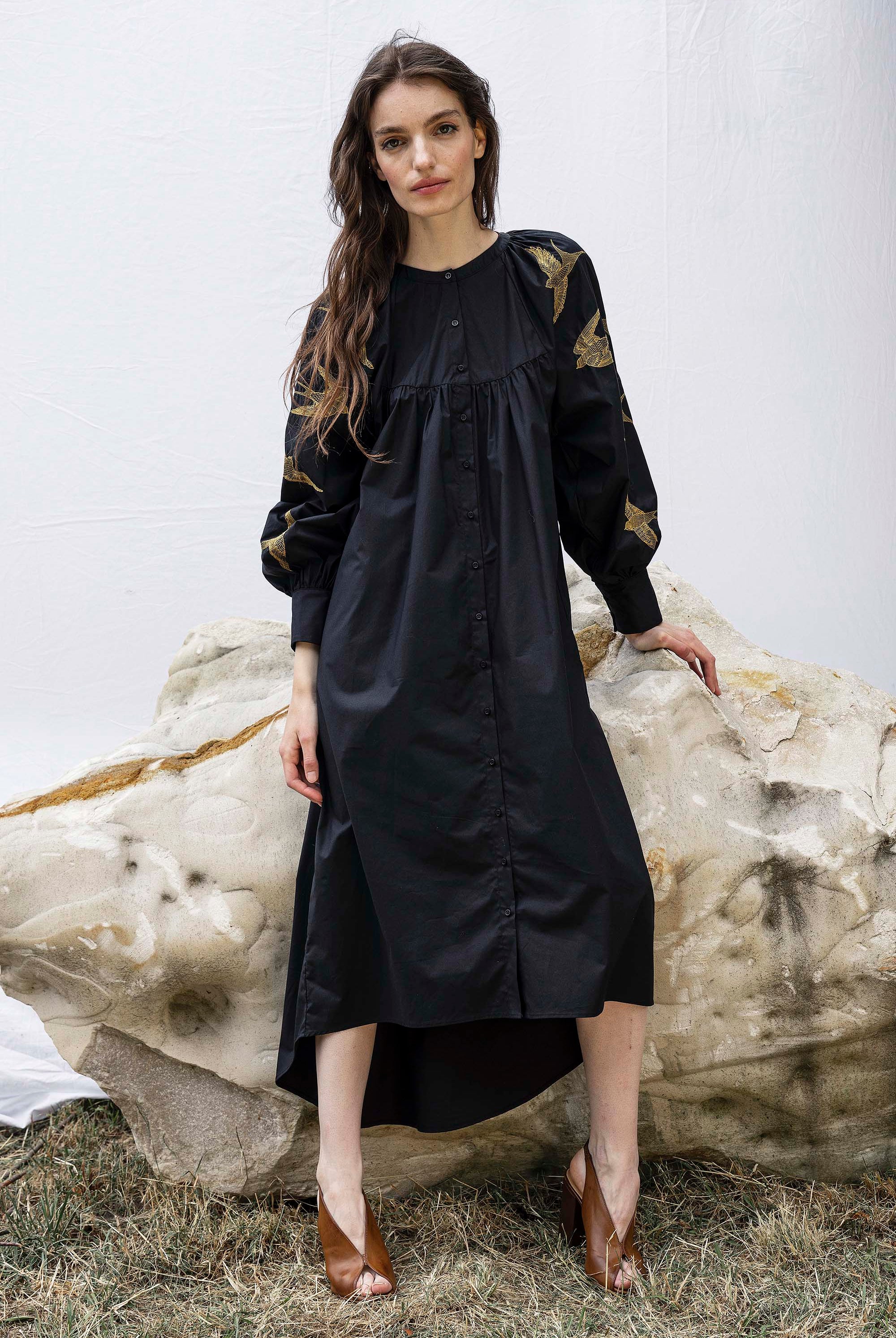 Robe Doria Aves Noir robes femme faciles à vivre et agréables à porter