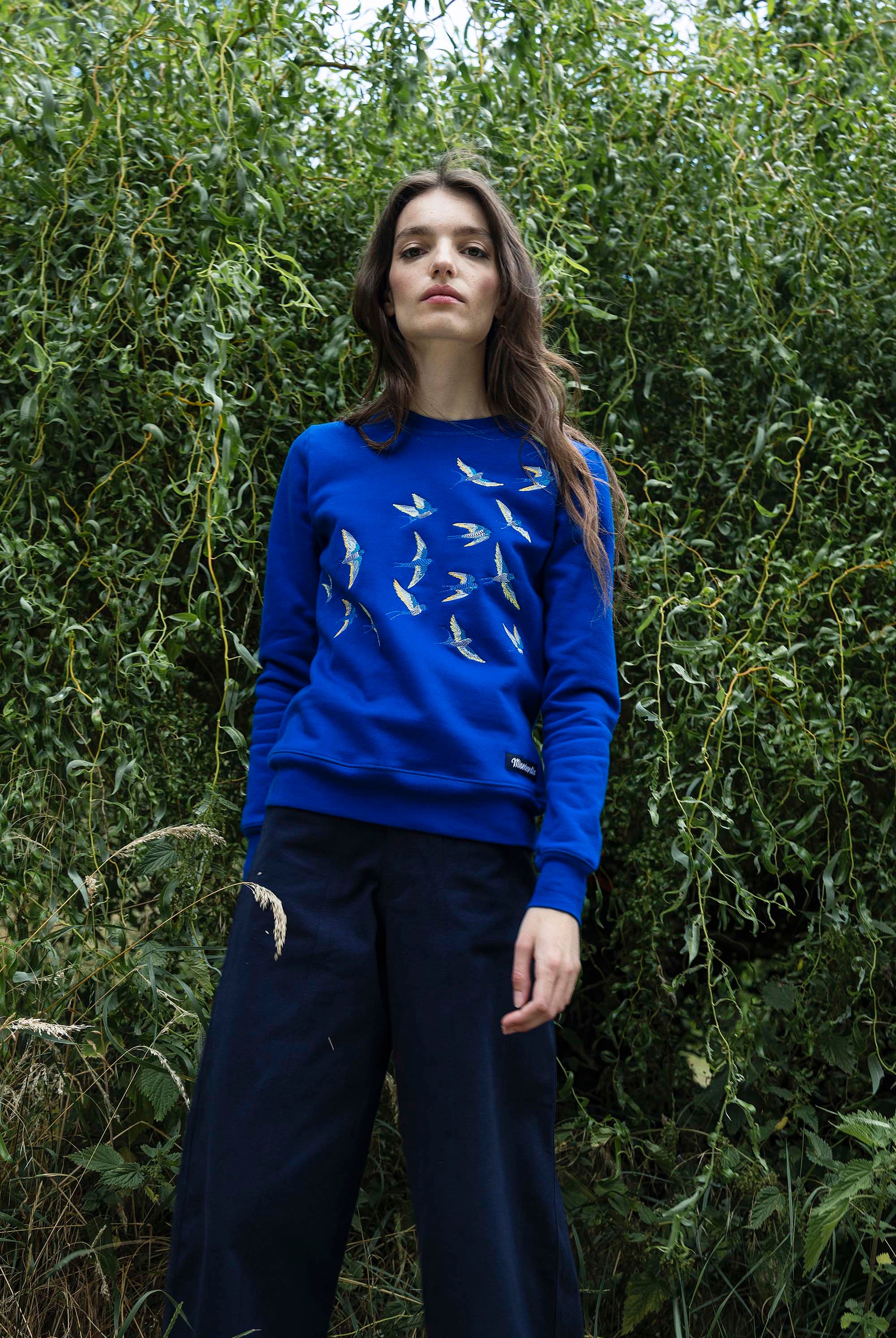 Sweatshirt Macarron Aves Bleu Saphir sweatshirt femme, pièce basique et vêtement cocooning du quotidien