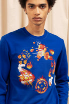 Sweatshirt Macarron Detonación Bleu Saphir sweatshirts haut de gamme en imprimés