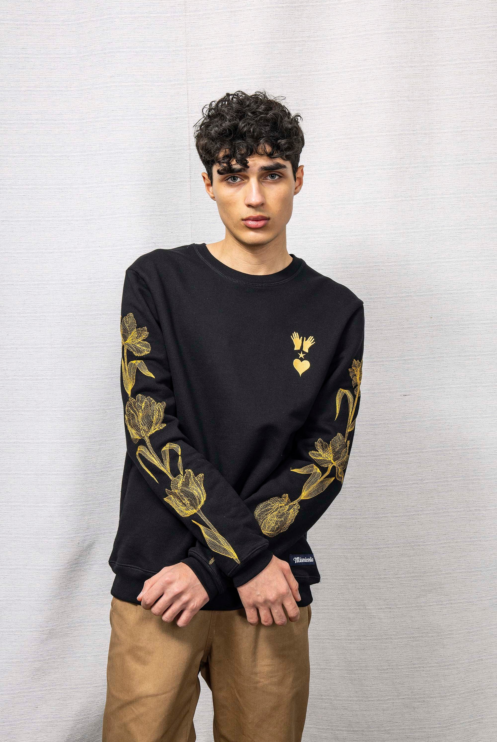 Sweatshirt Macarron Flores Noir sweatshirts pour homme pour procurer une sensation de chaleur au quotidien