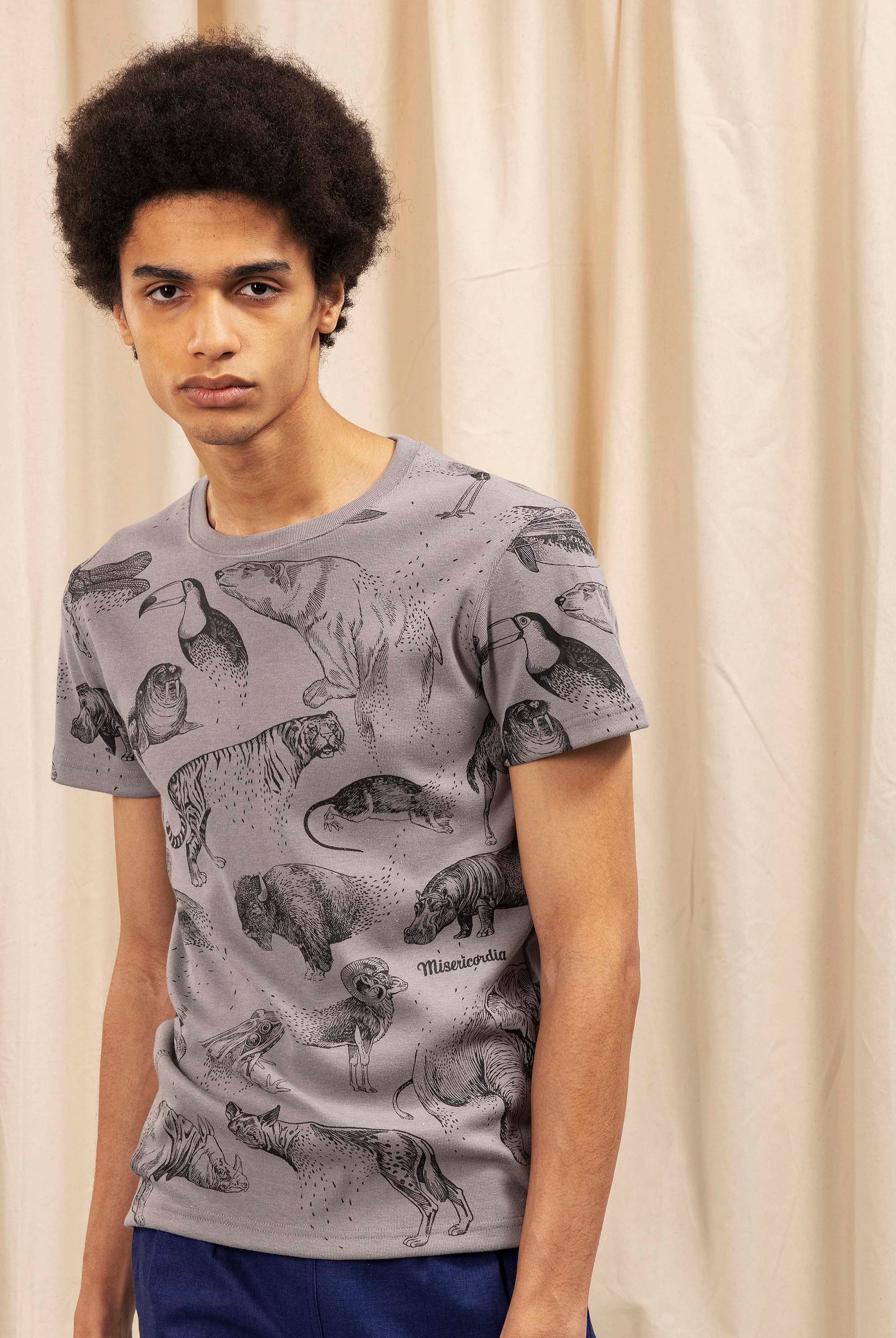 T-Shirt Carta Animales Animales Desaparicion Taupe t-shirts pour homme unis ou imprimés en coton agréable à porter