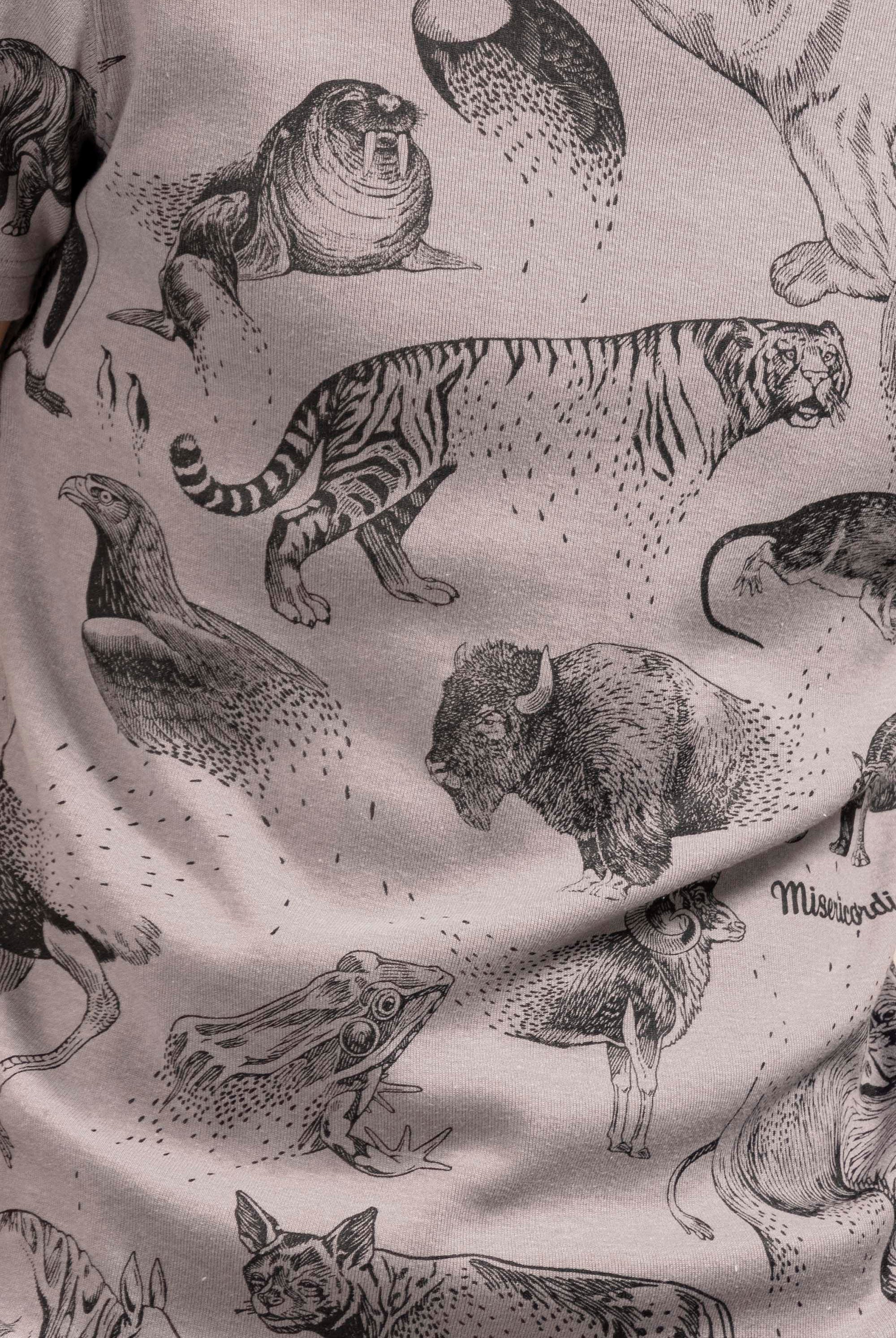 Tee-Shirt Carta Animales Animales Desaparicion Taupe t-shirts manches courtes, 100% coton naturel, toucher agréable