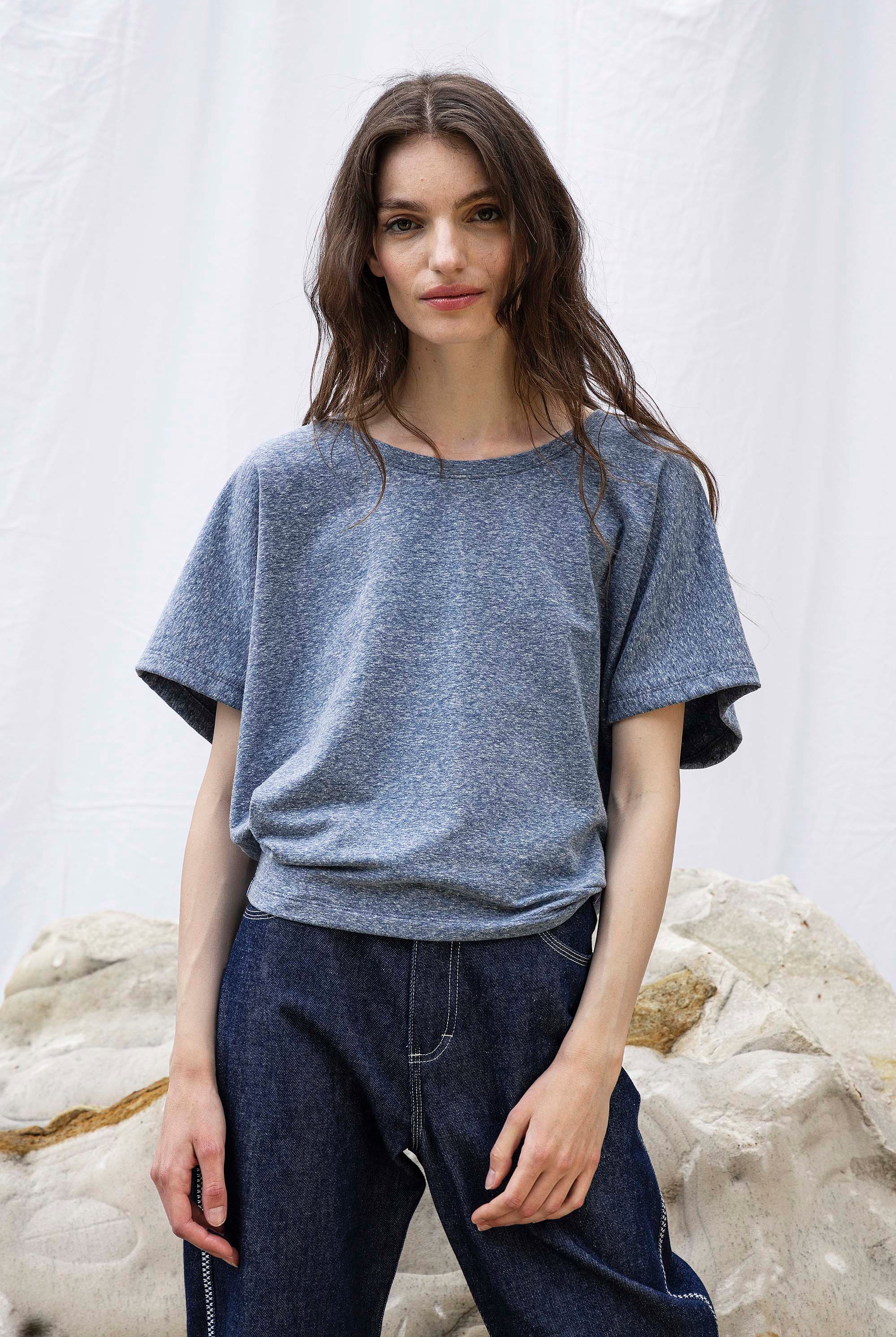 T-Shirt Lorena Bleu Chiné t-shirts femme décontractés et sophistiqués