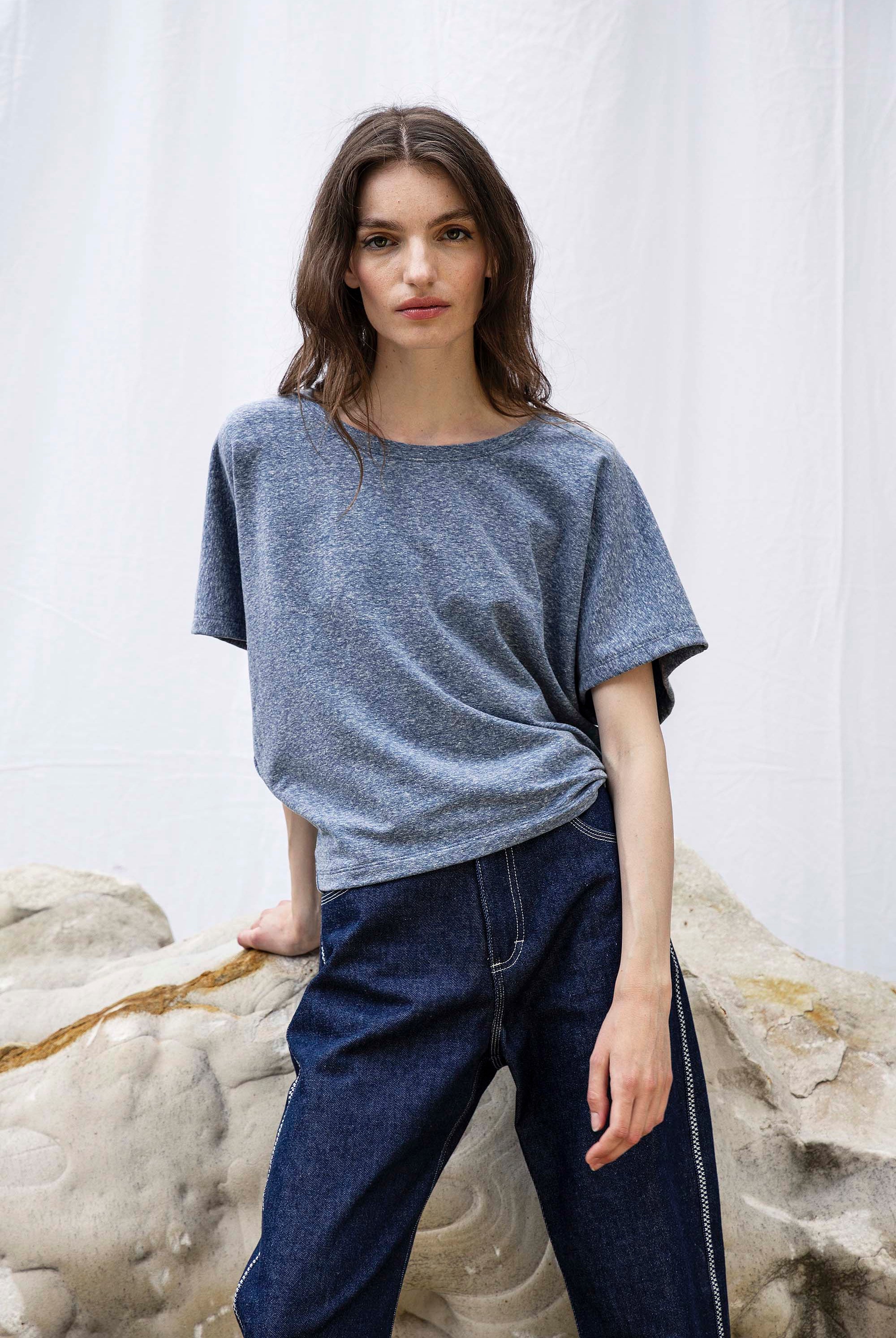 T-Shirt Lorena Bleu Chiné modèles de t-shirts femme pour le quotidien, les vacances ou les week-end