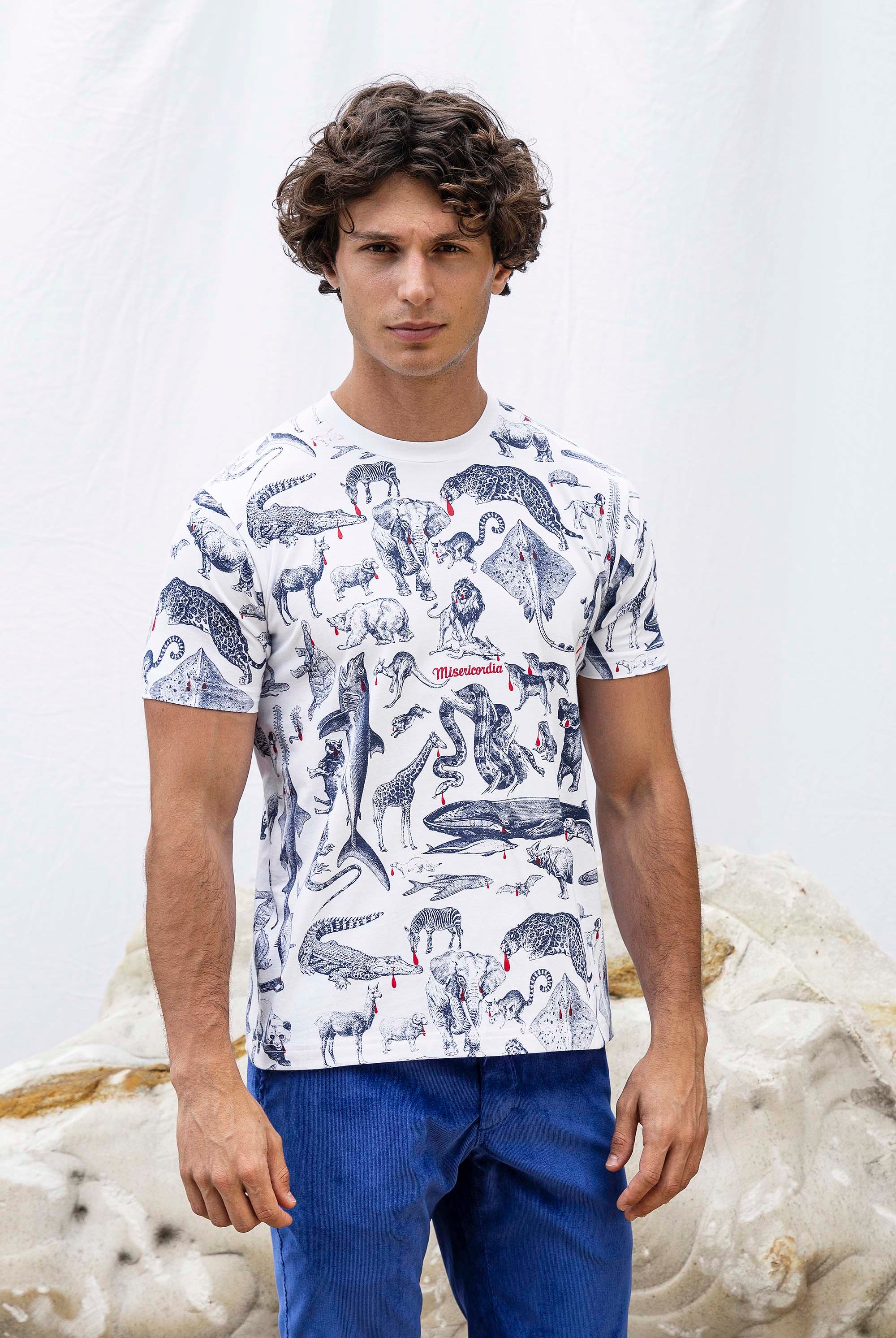 T-Shirt Mario Animales Blanc t-shirts pour homme unis ou imprimés en coton agréable à porter