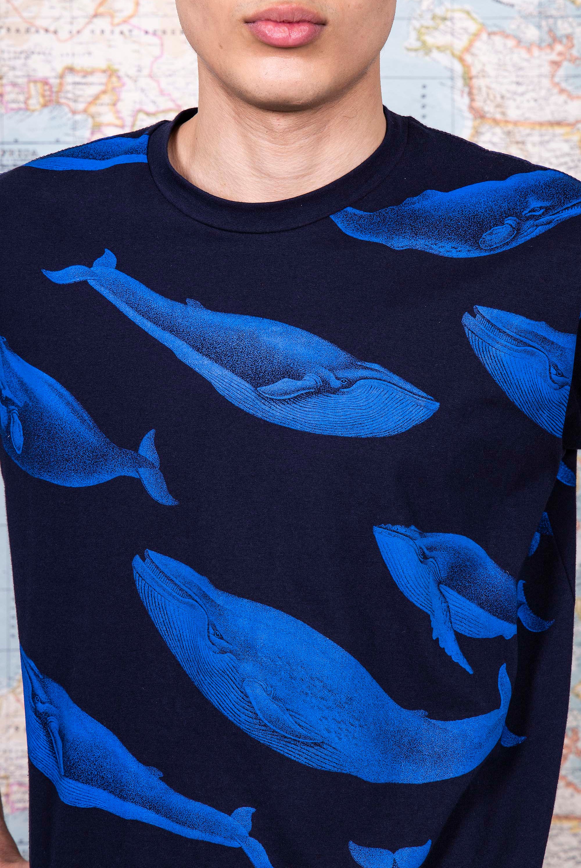 T-Shirt Mario Ballena Bleu marine t-shirts pour homme simples, polyvalents pour toutes les occasions