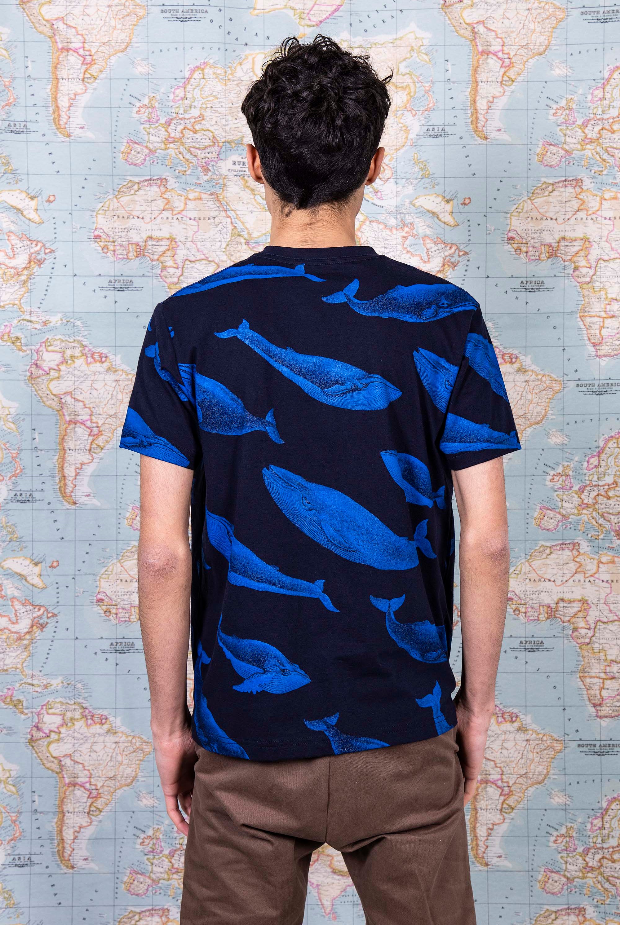 T-Shirt Mario Ballena Bleu marine t-shirts pour homme unis ou imprimés en coton agréable à porter