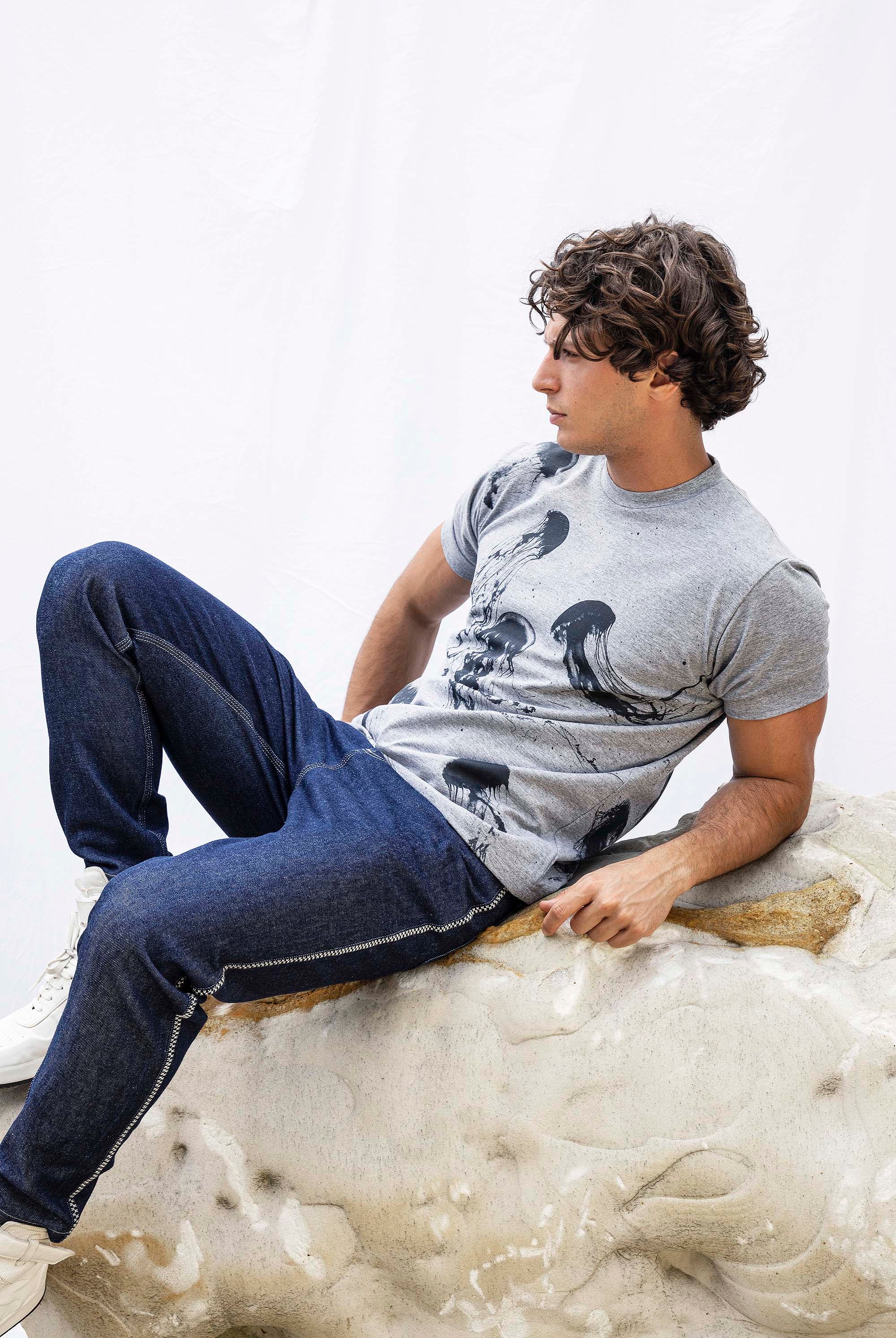 T-Shirt Mario Medusas Gris t-shirts pour homme simples, polyvalents pour toutes les occasions