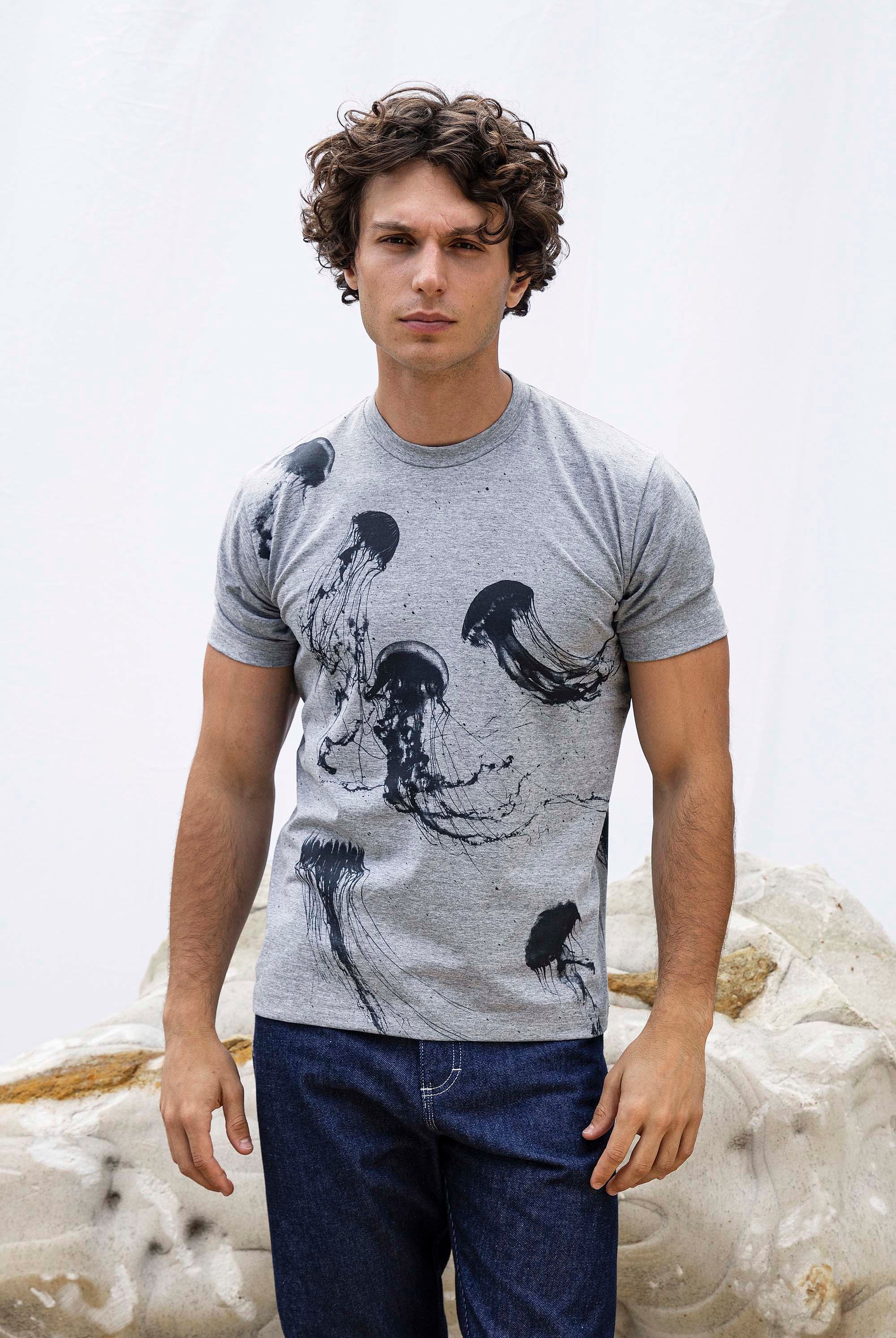 T-Shirt Mario Medusas Gris t-shirts pour homme unis ou imprimés en coton agréable à porter
