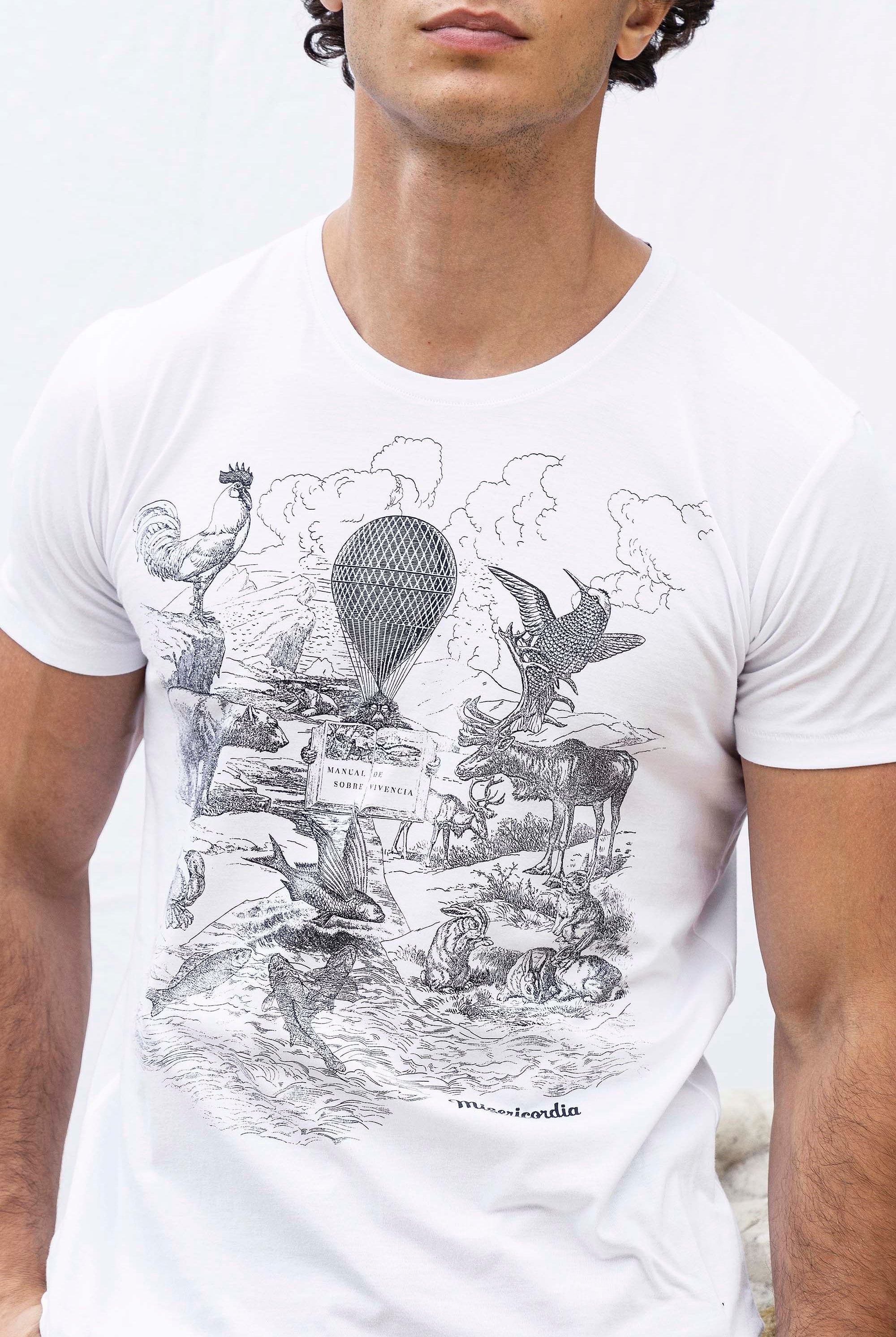 T-Shirt Querido Animal Blanc t-shirts pour homme simples, polyvalents pour toutes les occasions