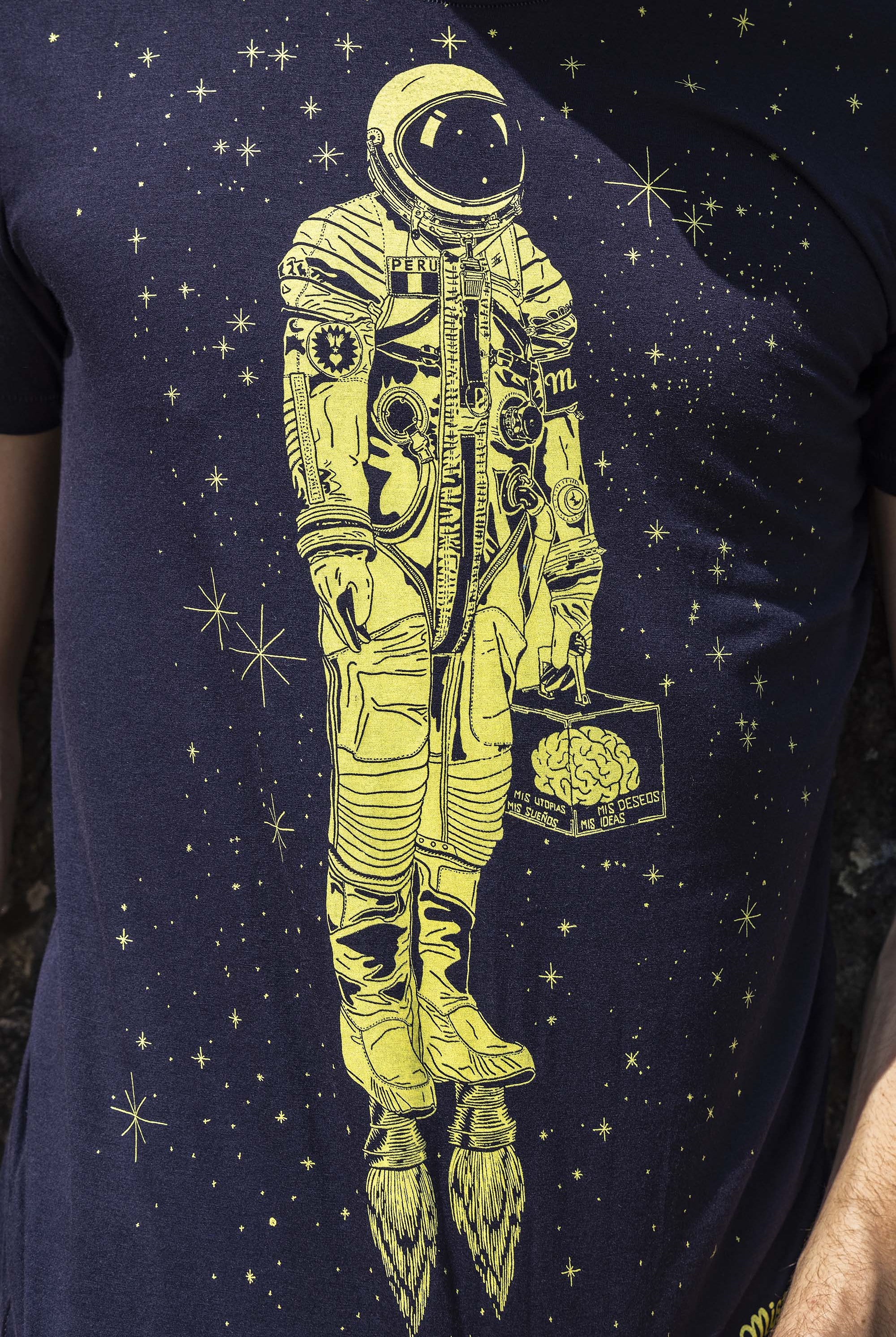 T-Shirt Querido Astronauta Bleu Marine t-shirts pour homme unis ou imprimés en coton agréable à porter