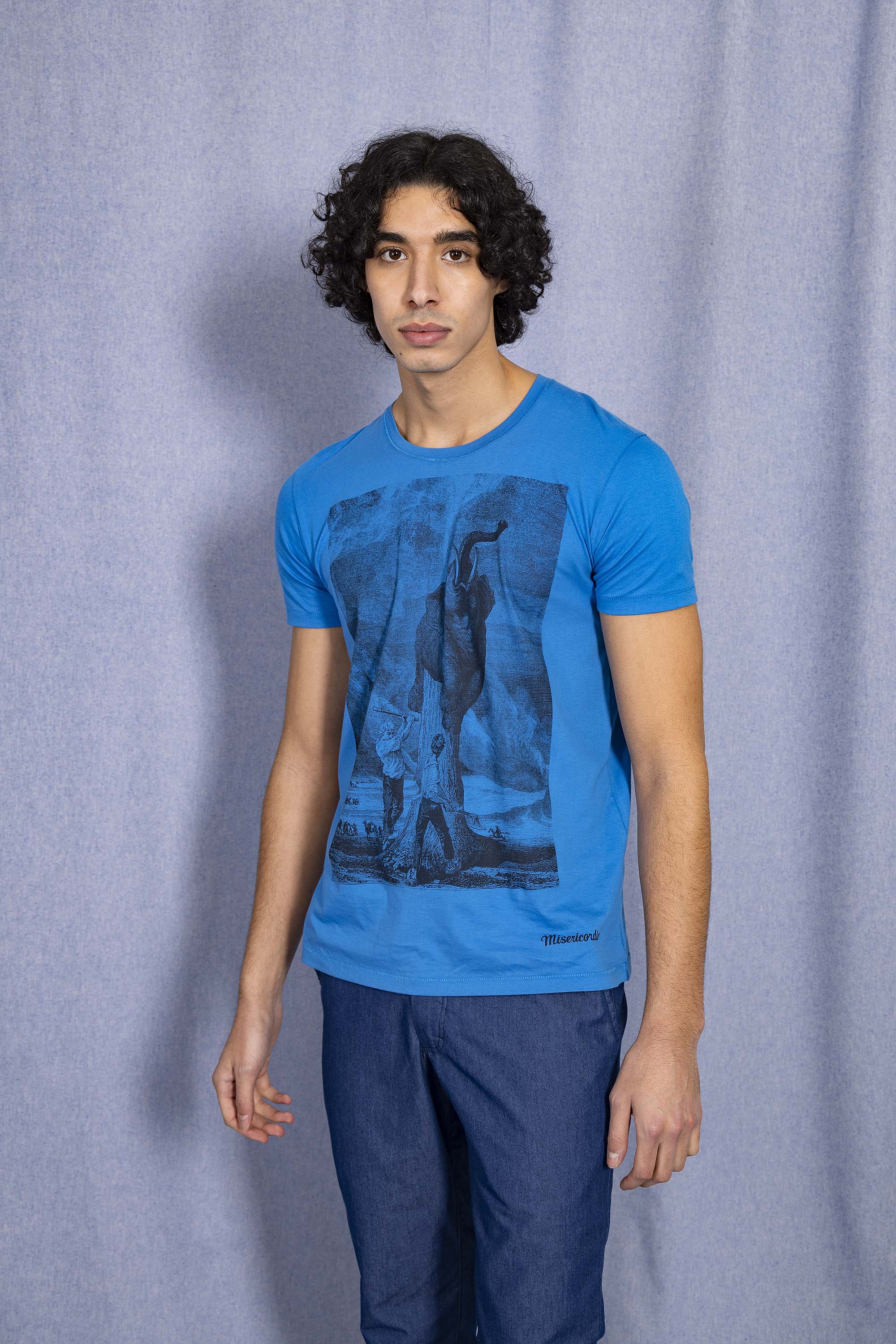 T-Shirt Querido Elefante Bleu t-shirts pour homme unis ou imprimés en coton agréable à porter
