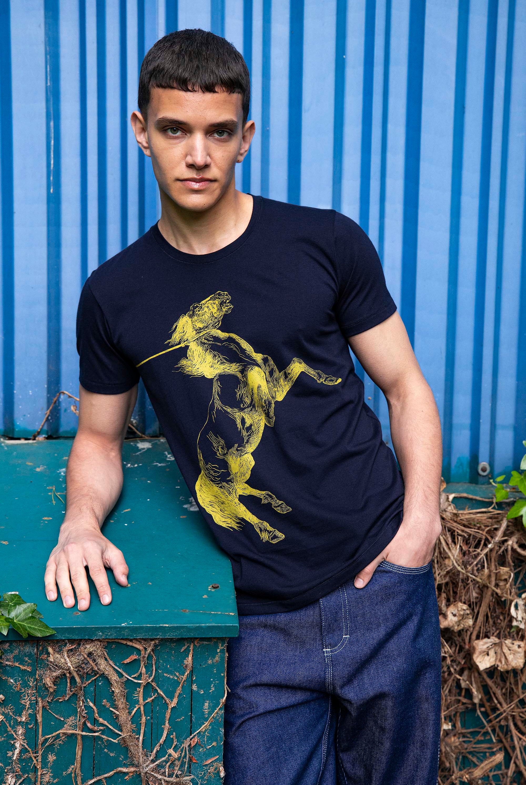 T-Shirt Querido Indomable Bleu Marine t-shirts pour homme unis ou imprimés en coton agréable à porter