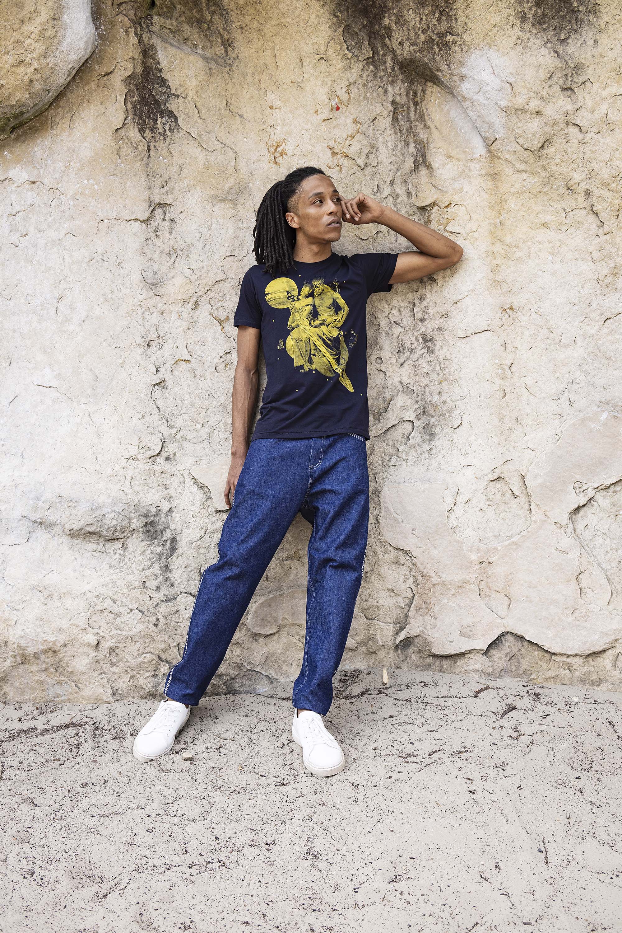 T-Shirt Querido Saturno Bleu marine t-shirts manches courtes, 100% coton naturel, toucher agréable