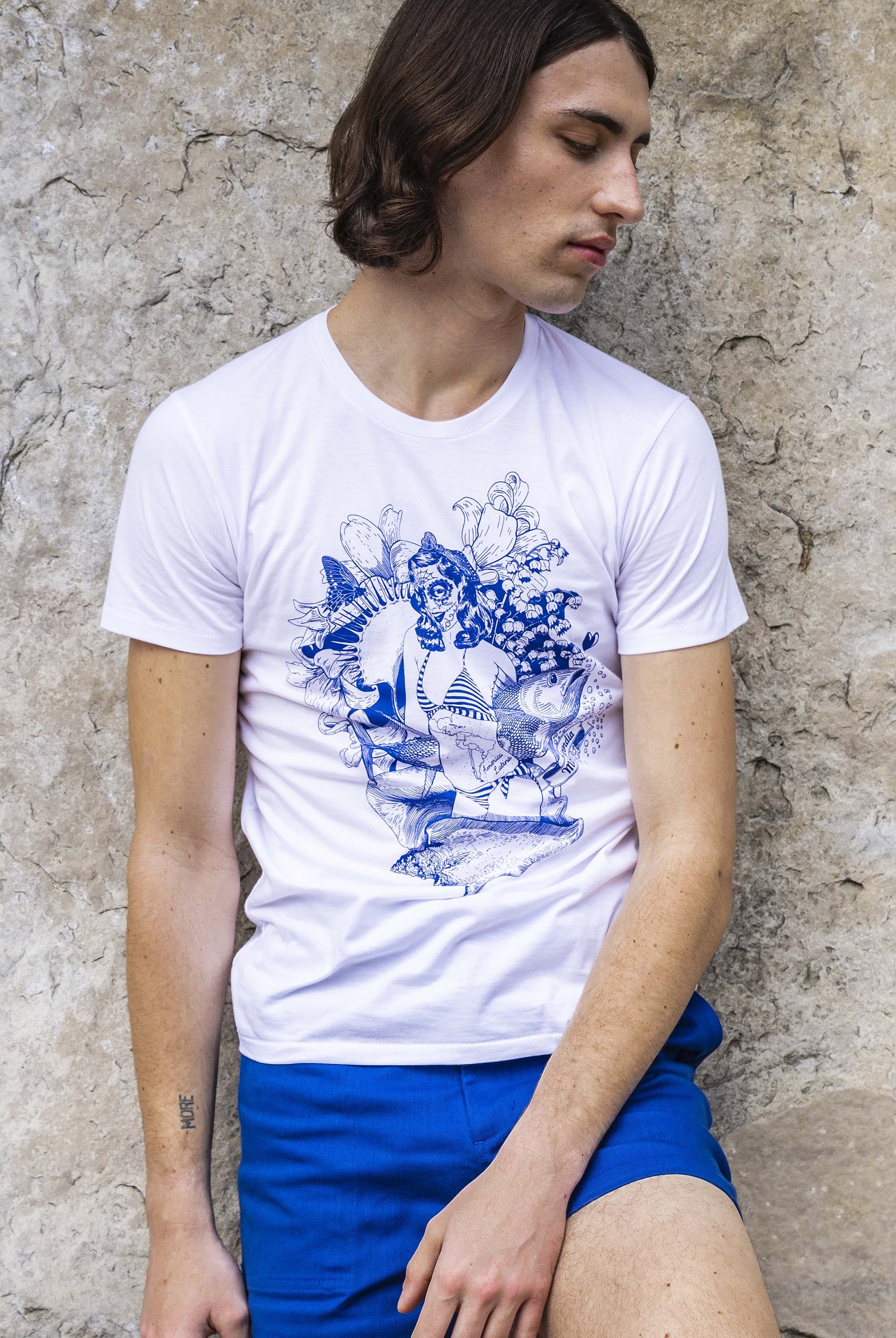 T-Shirt Querido Sirena Blanc t-shirts pour homme unis ou imprimés en coton agréable à porter