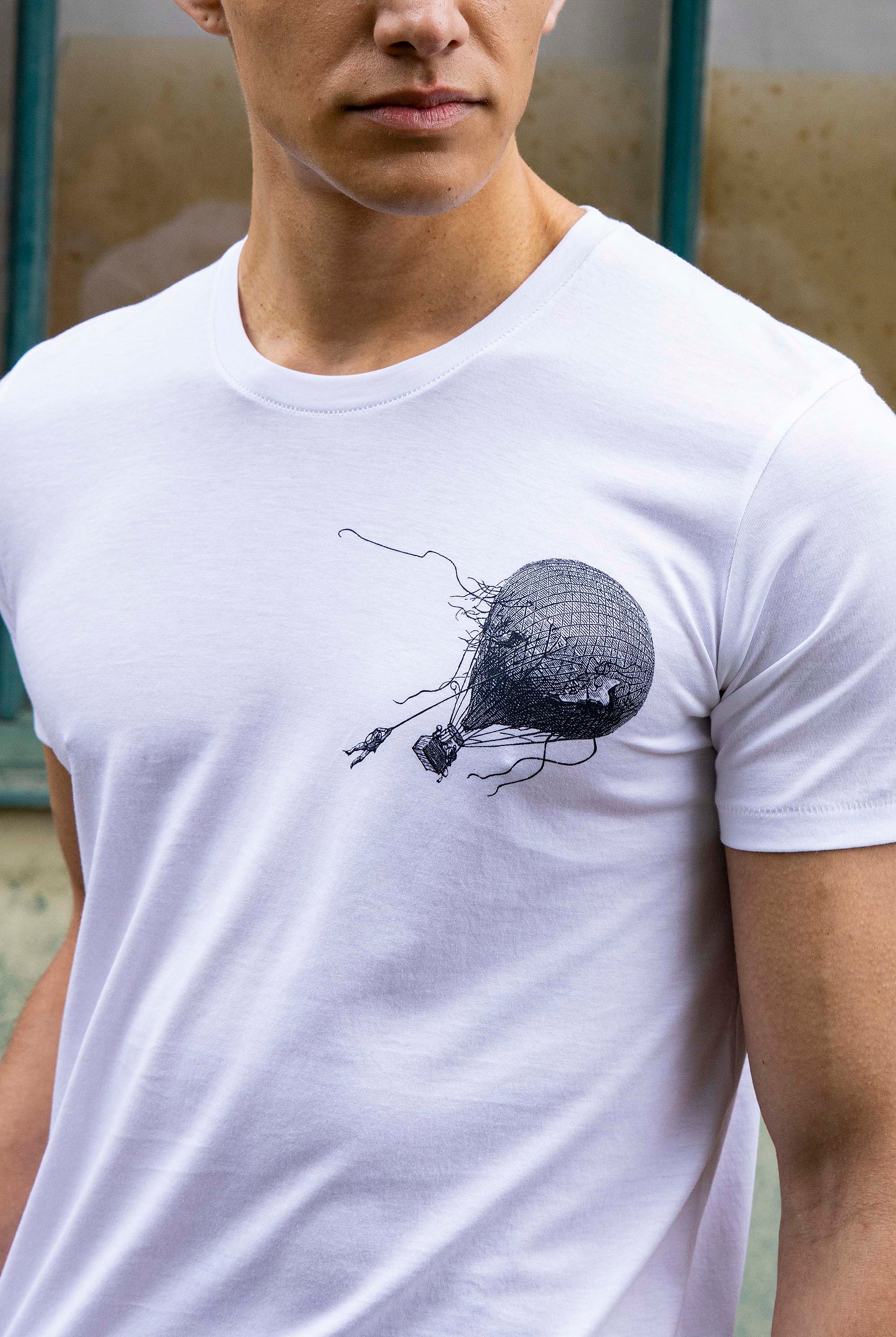 T-shirt Querido Globo Aerostatico Blanc t-shirts pour homme unis ou imprimés en coton agréable à porter