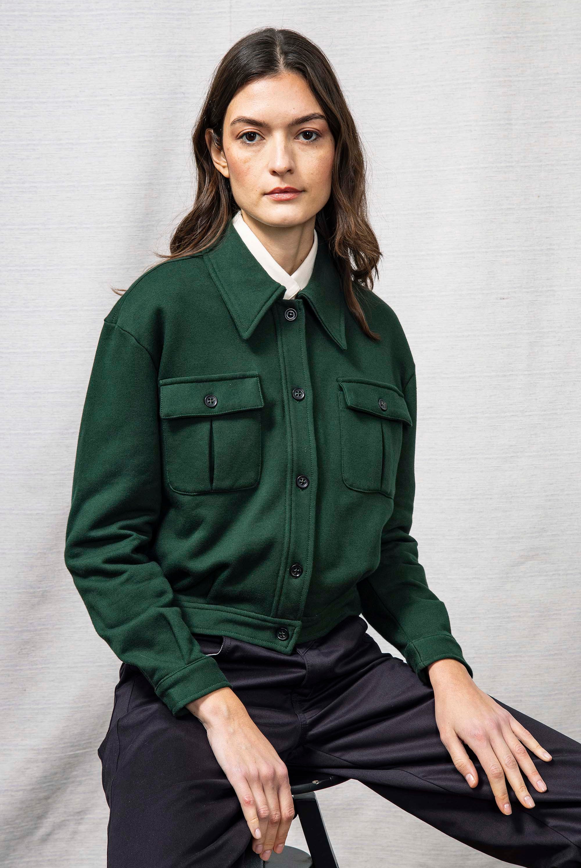 Veste Dione Vert Foncé doux et confortable, cintré, oversize, zippé ou à capuche