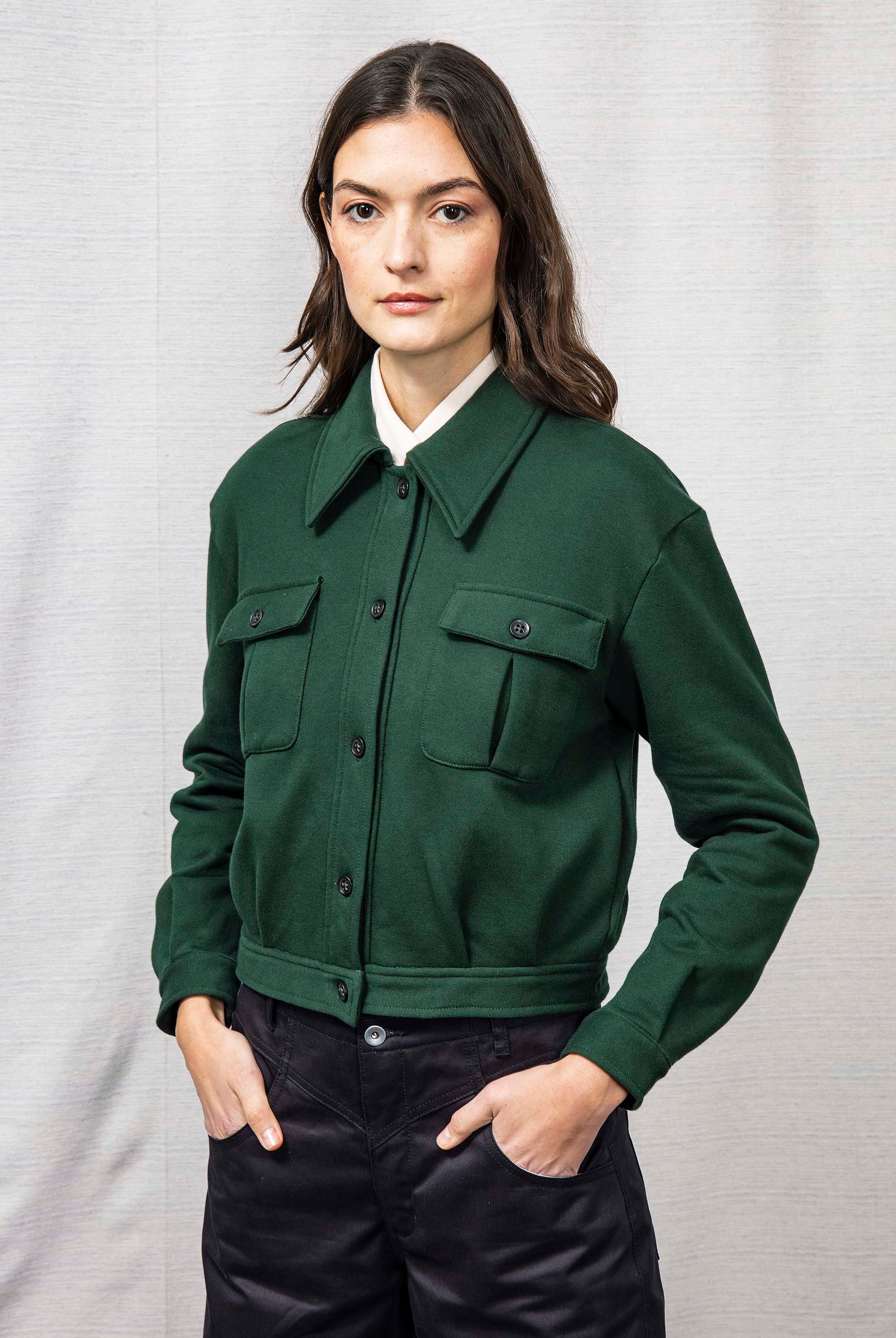 Veste Dione Vert Foncé doux et confortable, cintré, oversize, zippé ou à capuche