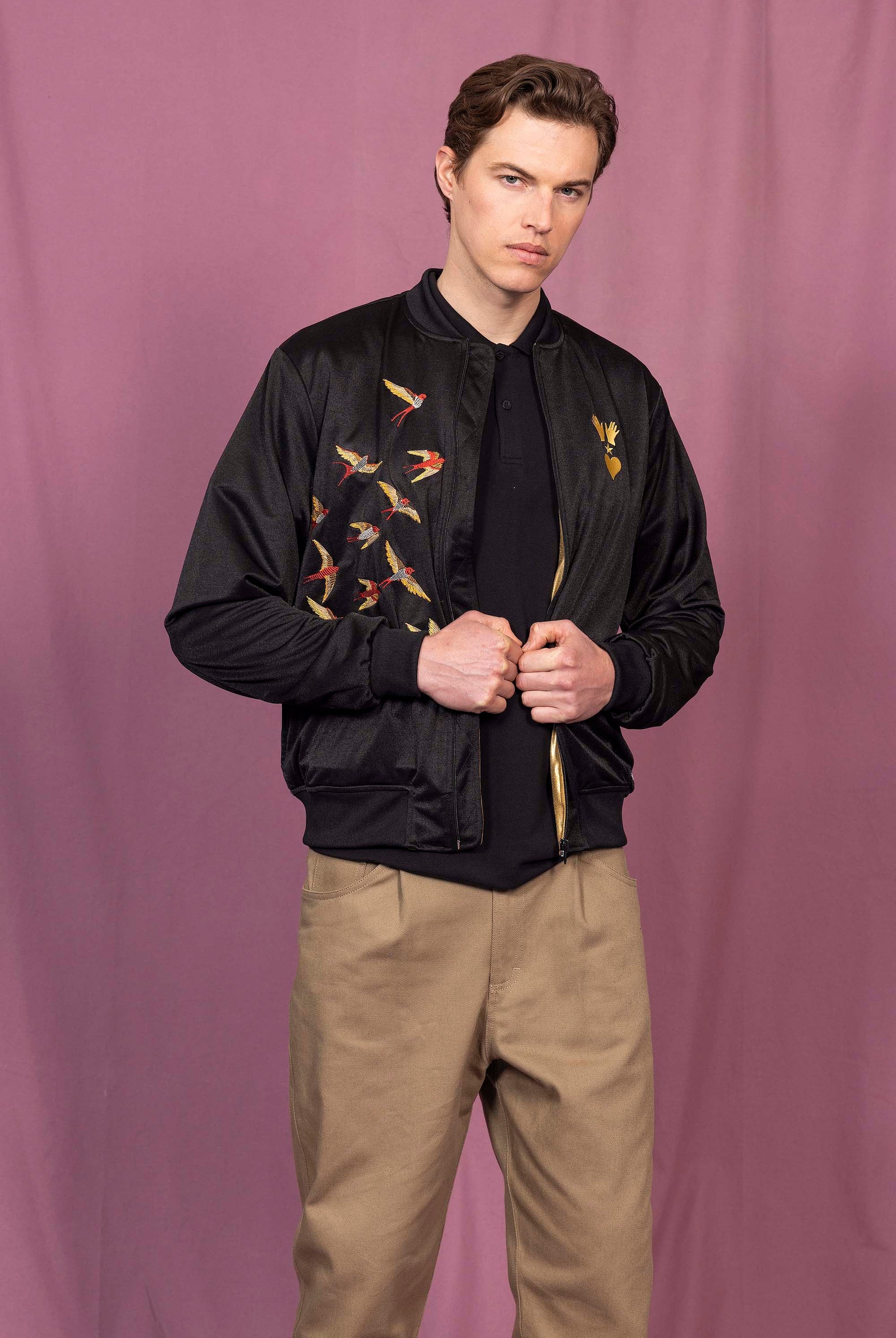 Blouson Paraguas Aves Noir jolie veste pour parfaitement terminer vos look et leur donner du style