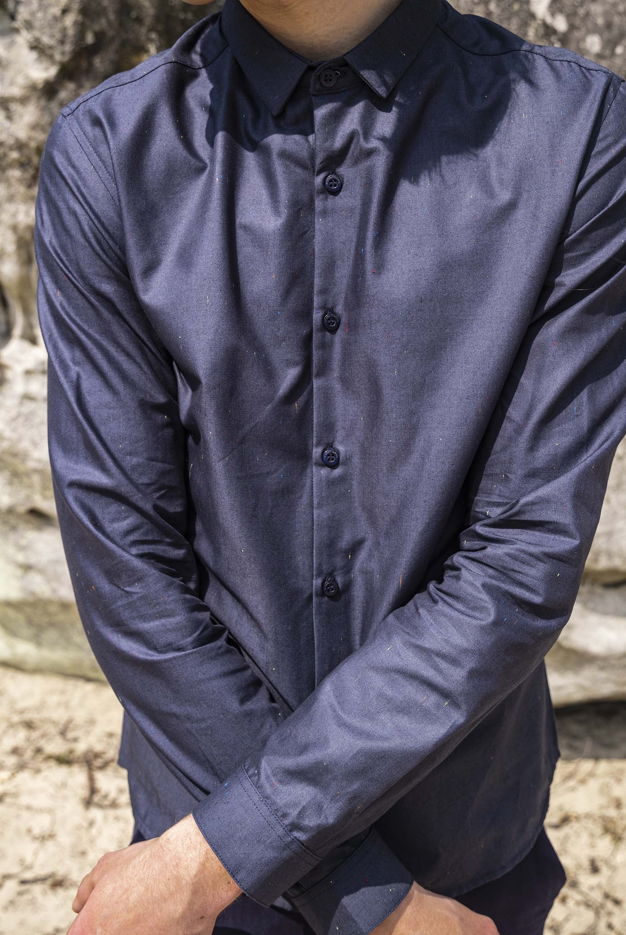 Chemise Farfan Rayas de Color Bleu Marine chemise homme aux lignes délicates, élégance assurée