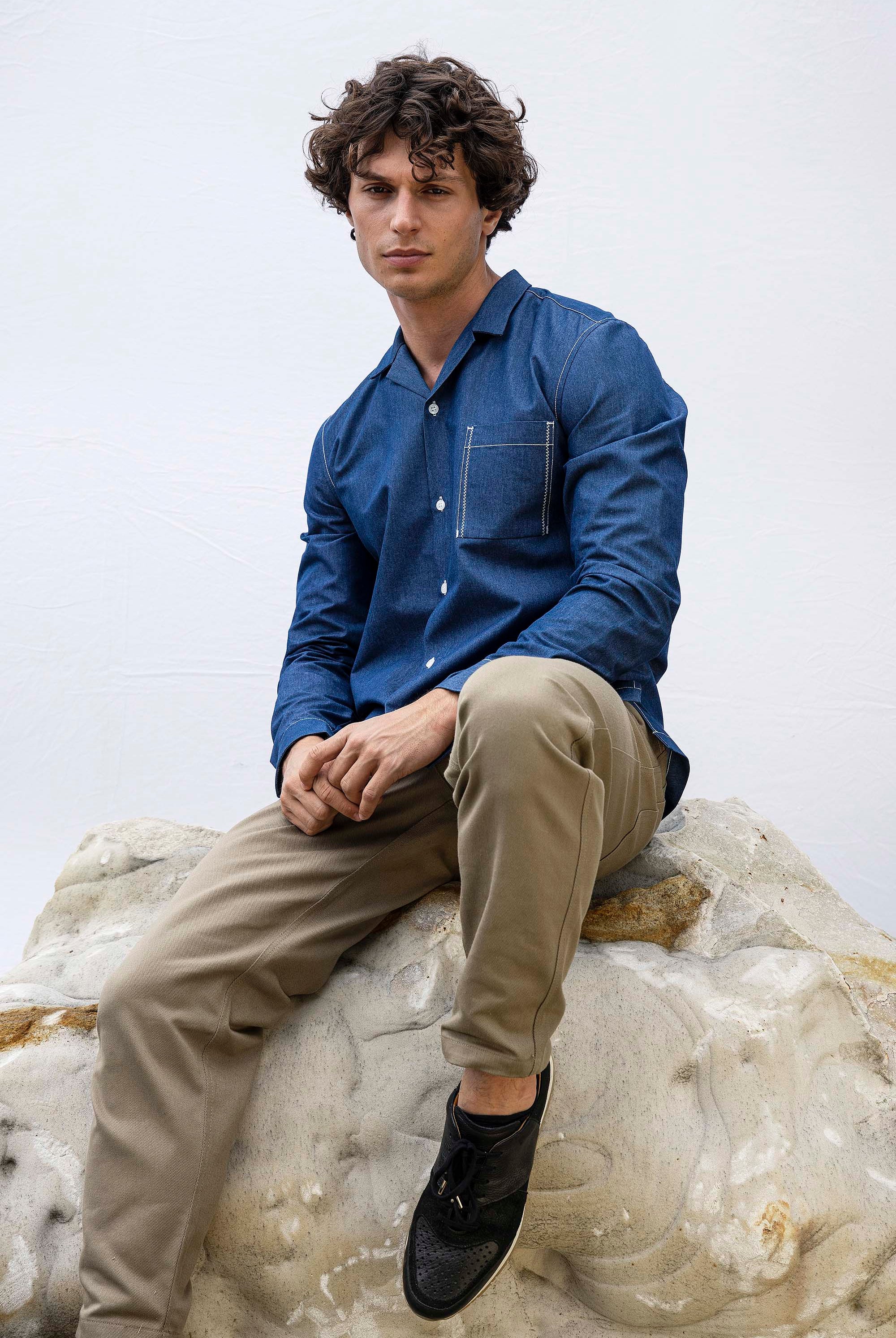 Chemise Guillermo Bleu Denim chemise homme raffinée pour un style charmant