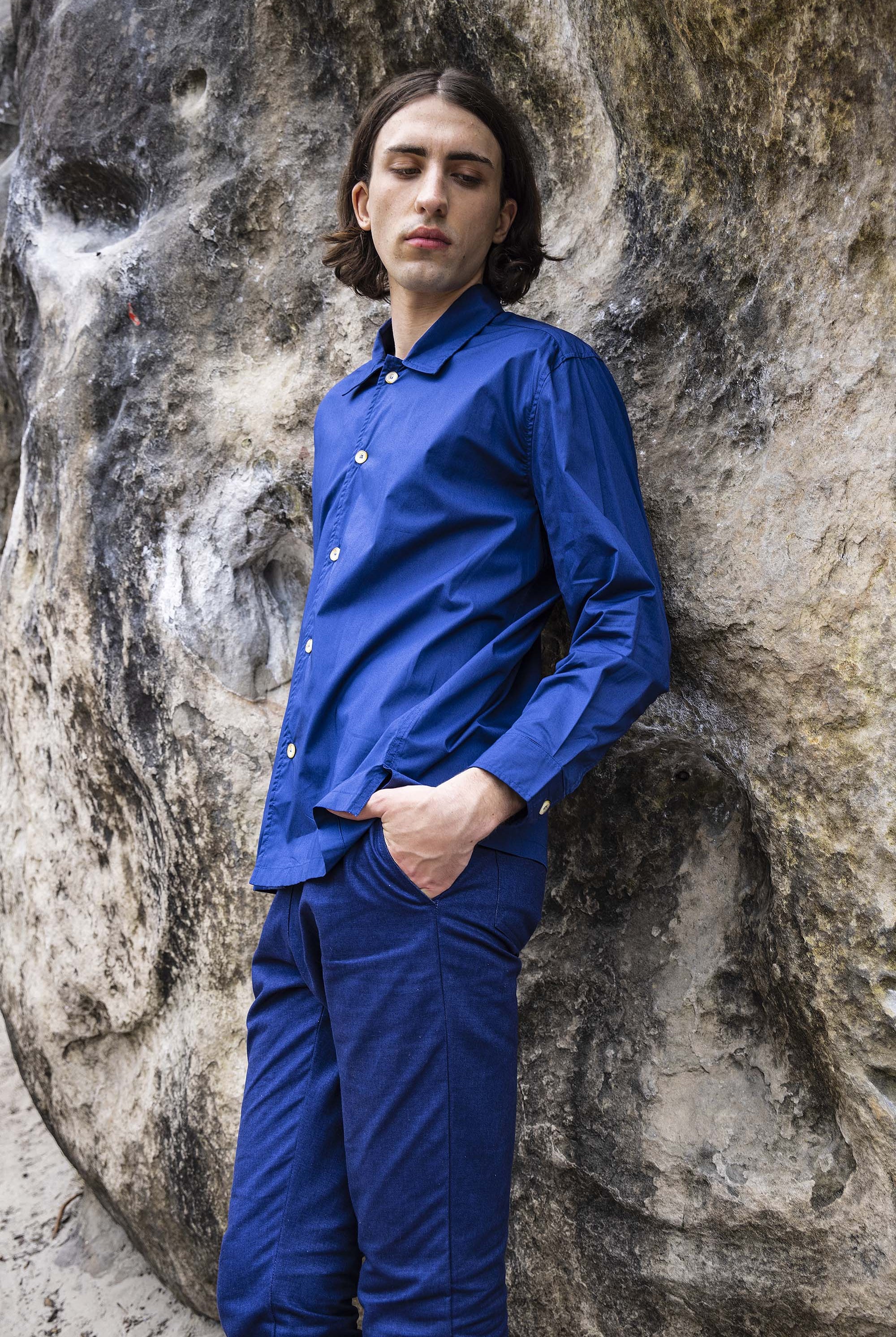 Chemise Lorenzo Bleu Saphir slim fit, ajustée, chic et élégante, chemise mode fashion commerce équitable