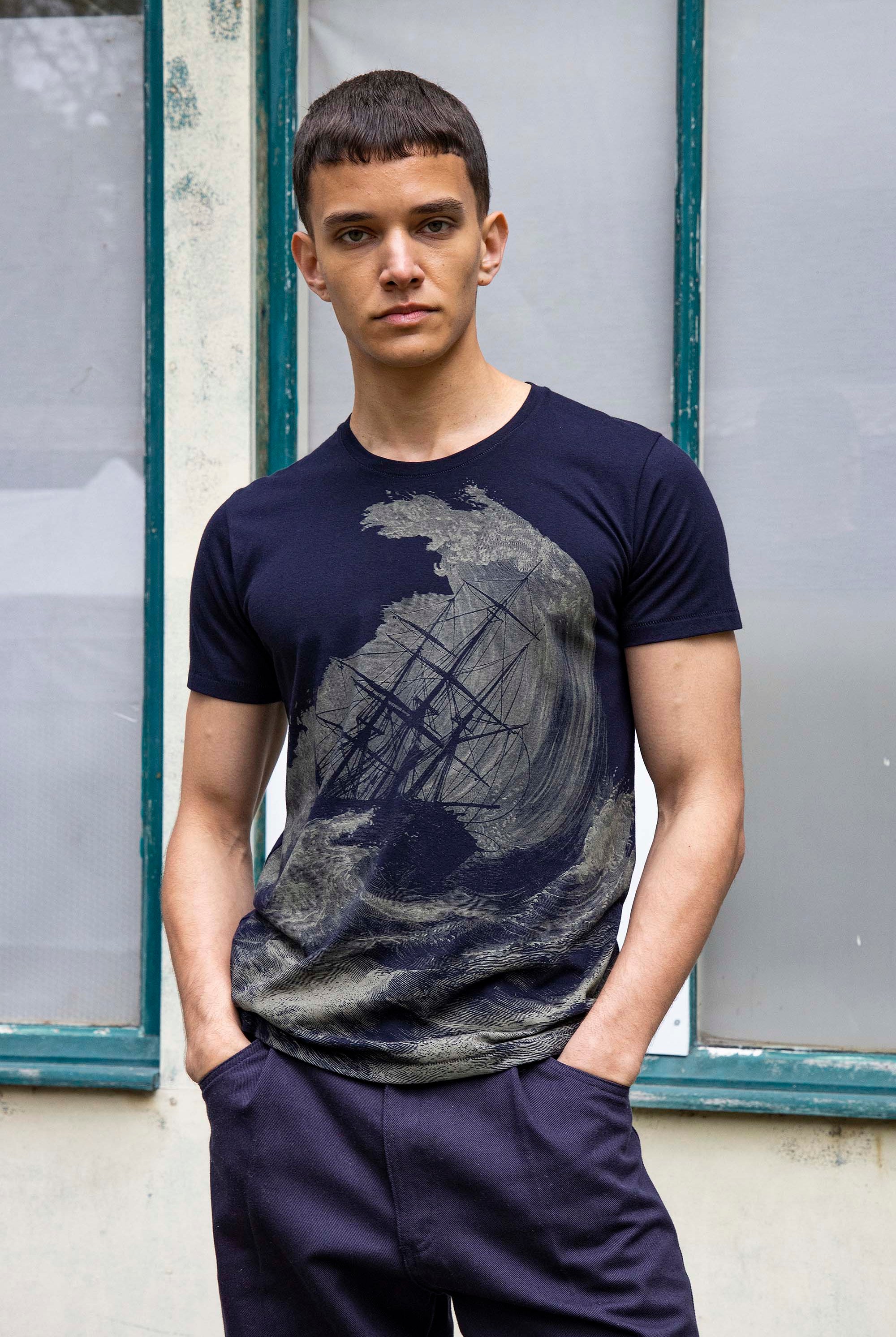 Tee-Shirt Querido Rescate Bleu Marine t-shirts pour homme simples, polyvalents pour toutes les occasions