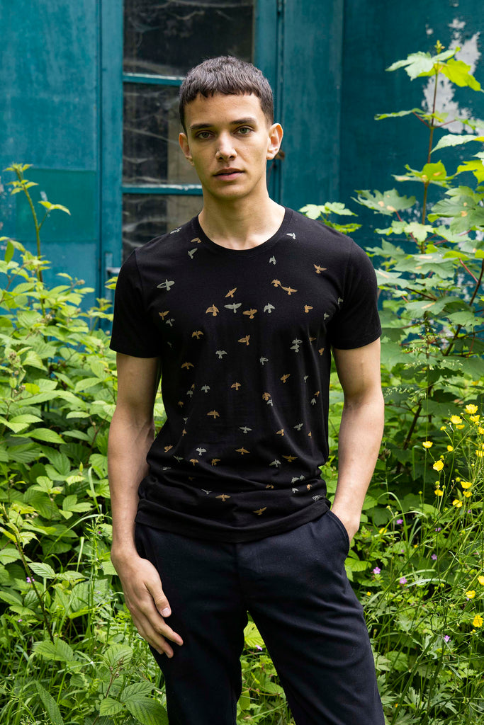 T-Shirt Querido Vuelo Noir t-shirts manches courtes, 100% coton naturel, toucher agréable
