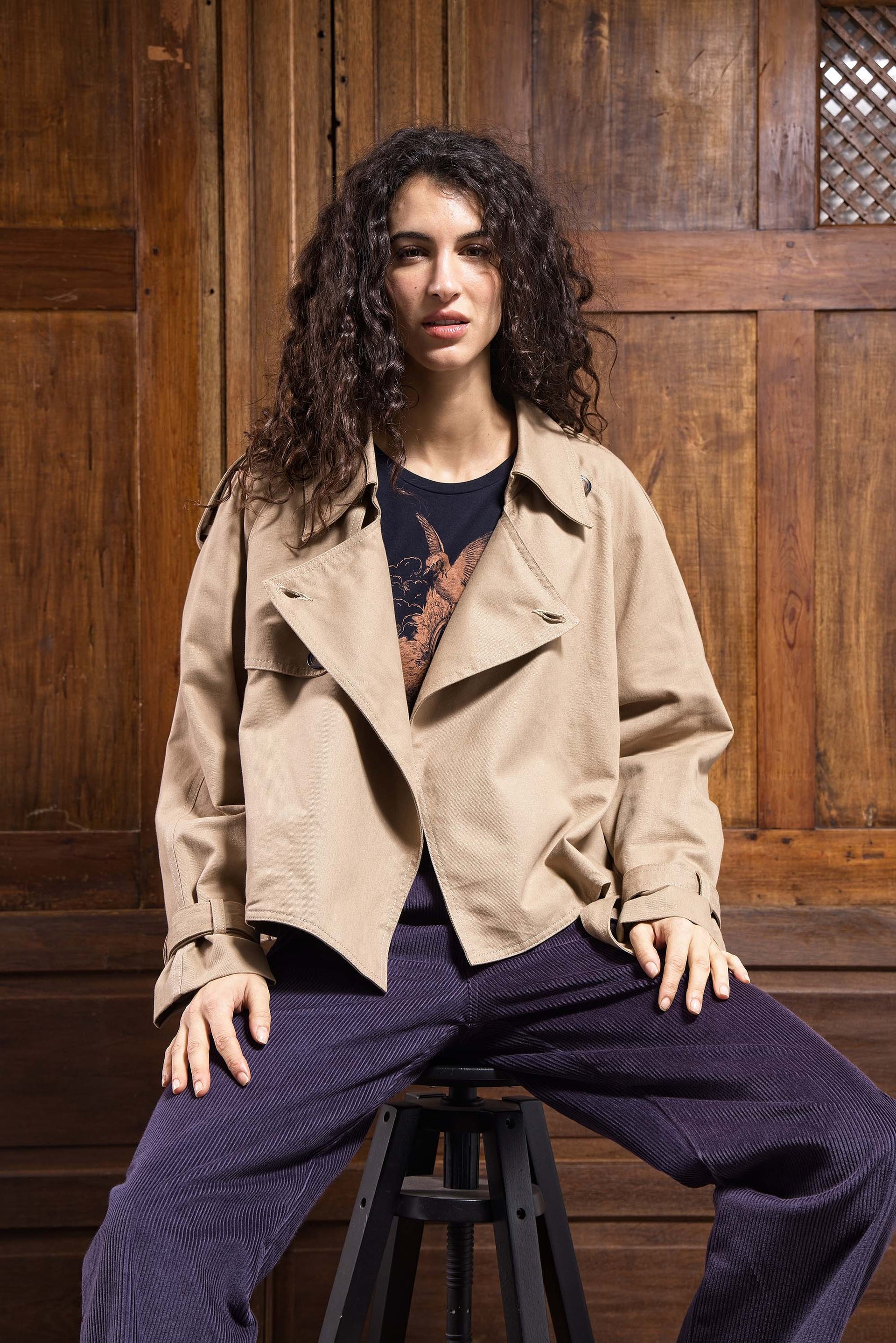 Women's Beige Short Trench Coat Ultra Trendy Essential