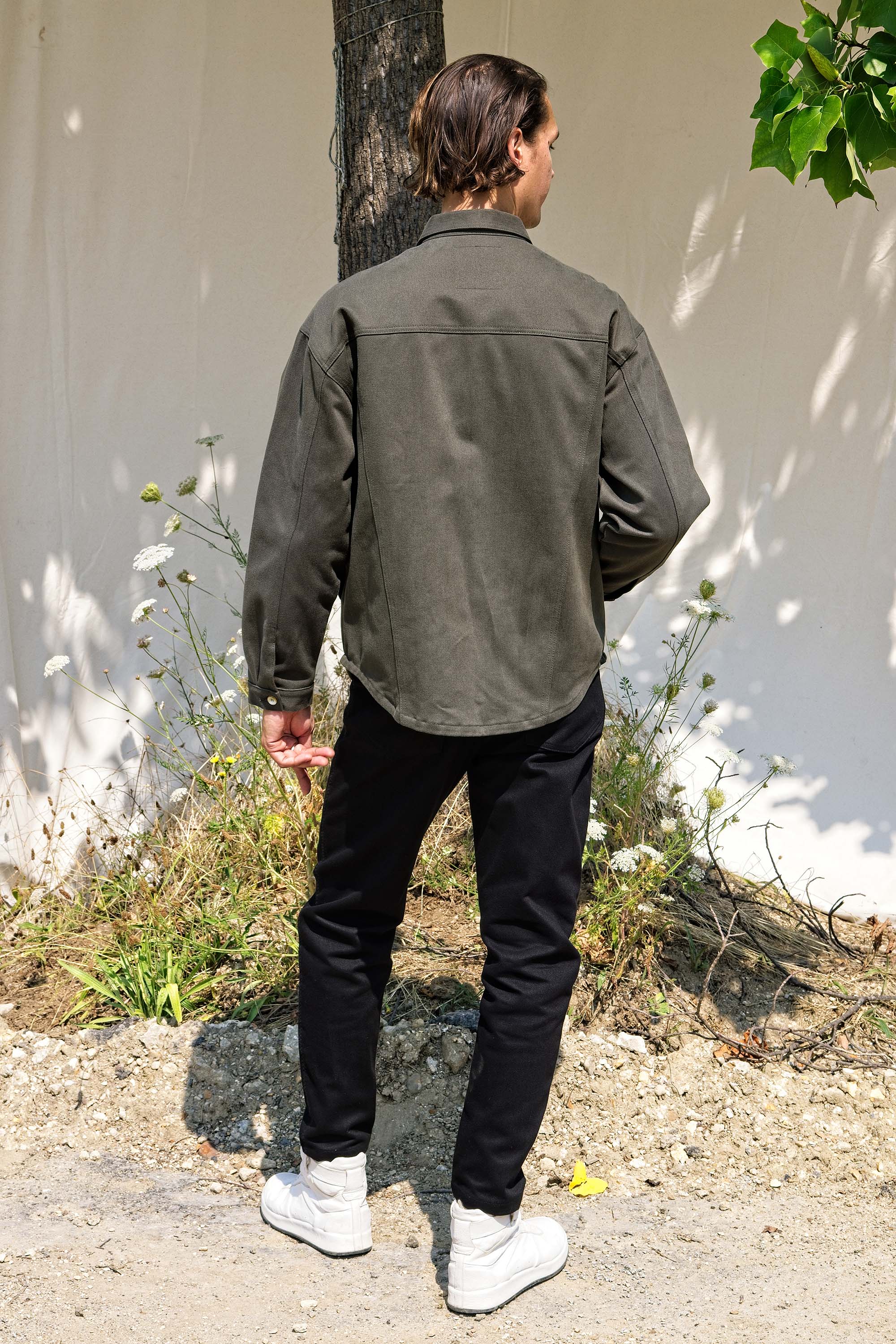Chemise en jean kaki homme clearance