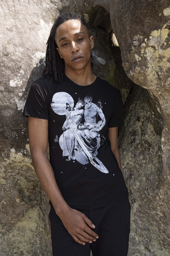 T-Shirt Querido Saturno Noir t-shirts manches courtes, 100% coton naturel, toucher agréable