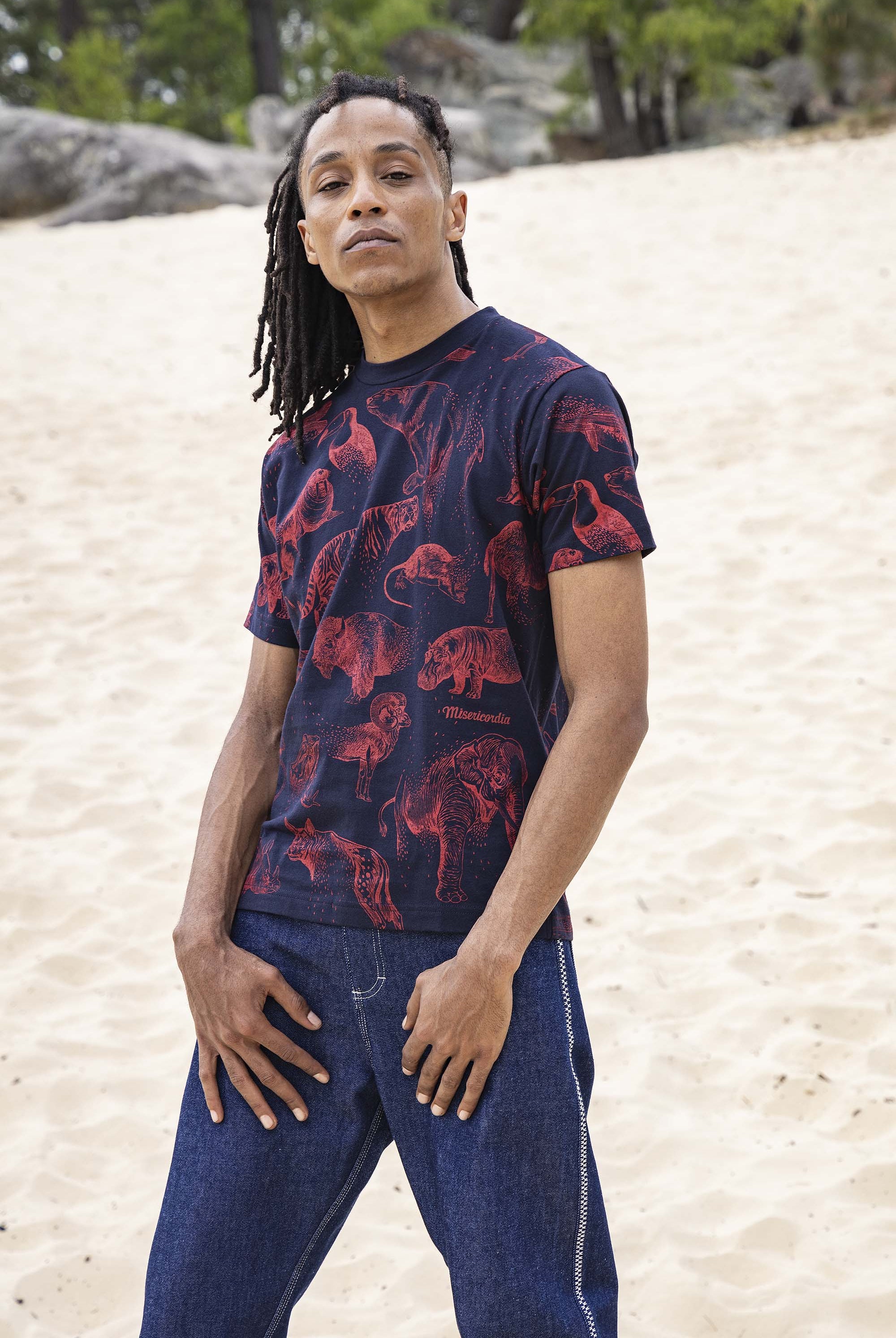 Tee-Shirt Mario Desaparición Bleu Marine t-shirts manches courtes, 100% coton naturel, toucher agréable
