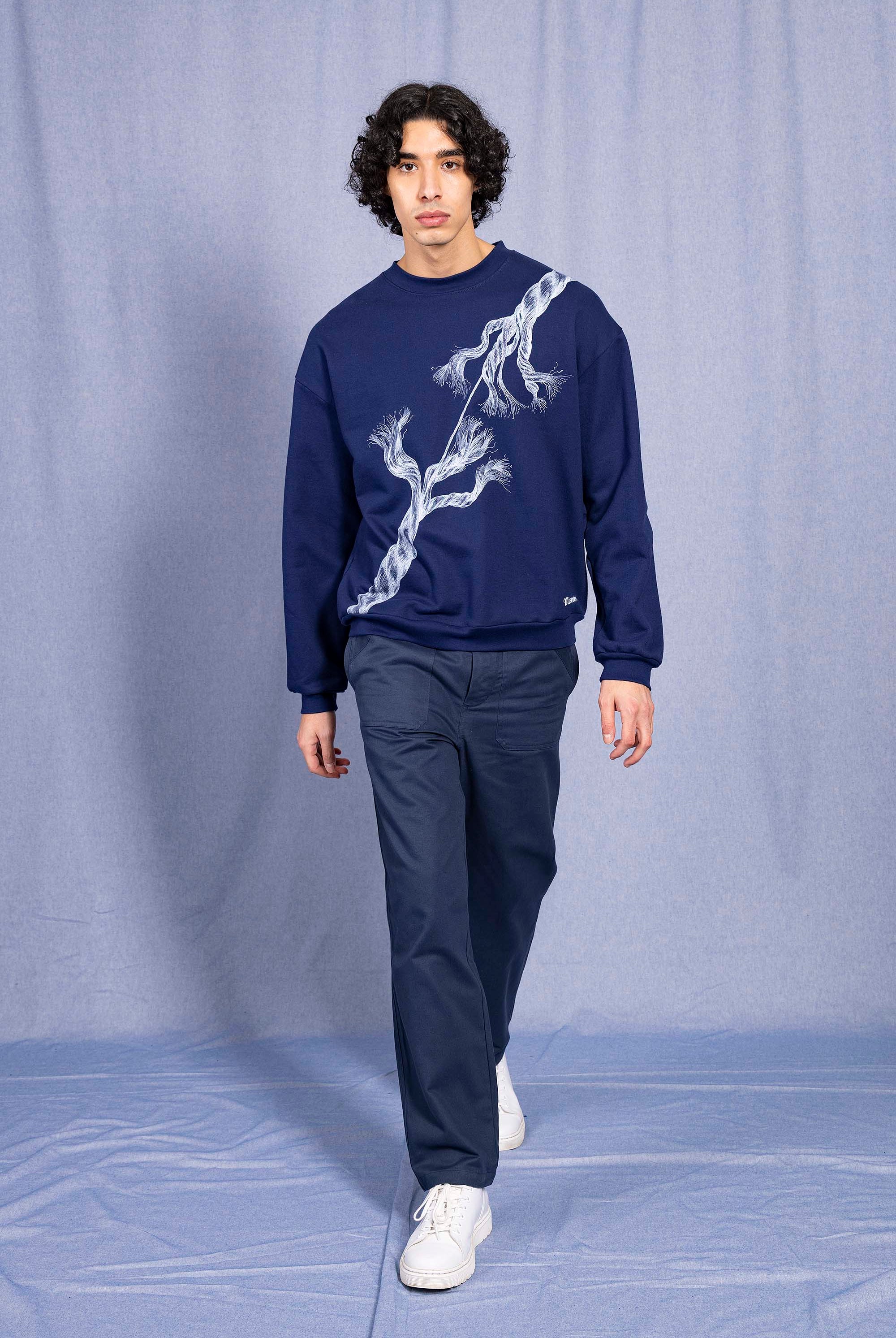 Sweatshirt Angelo Cuerda Bleu Marine style skateur avec capuche ou plus élégant avec un col rond