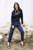 Sweatshirt Chiara Bleu Marine sweatshirt femme, pièce basique et vêtement cocooning du quotidien