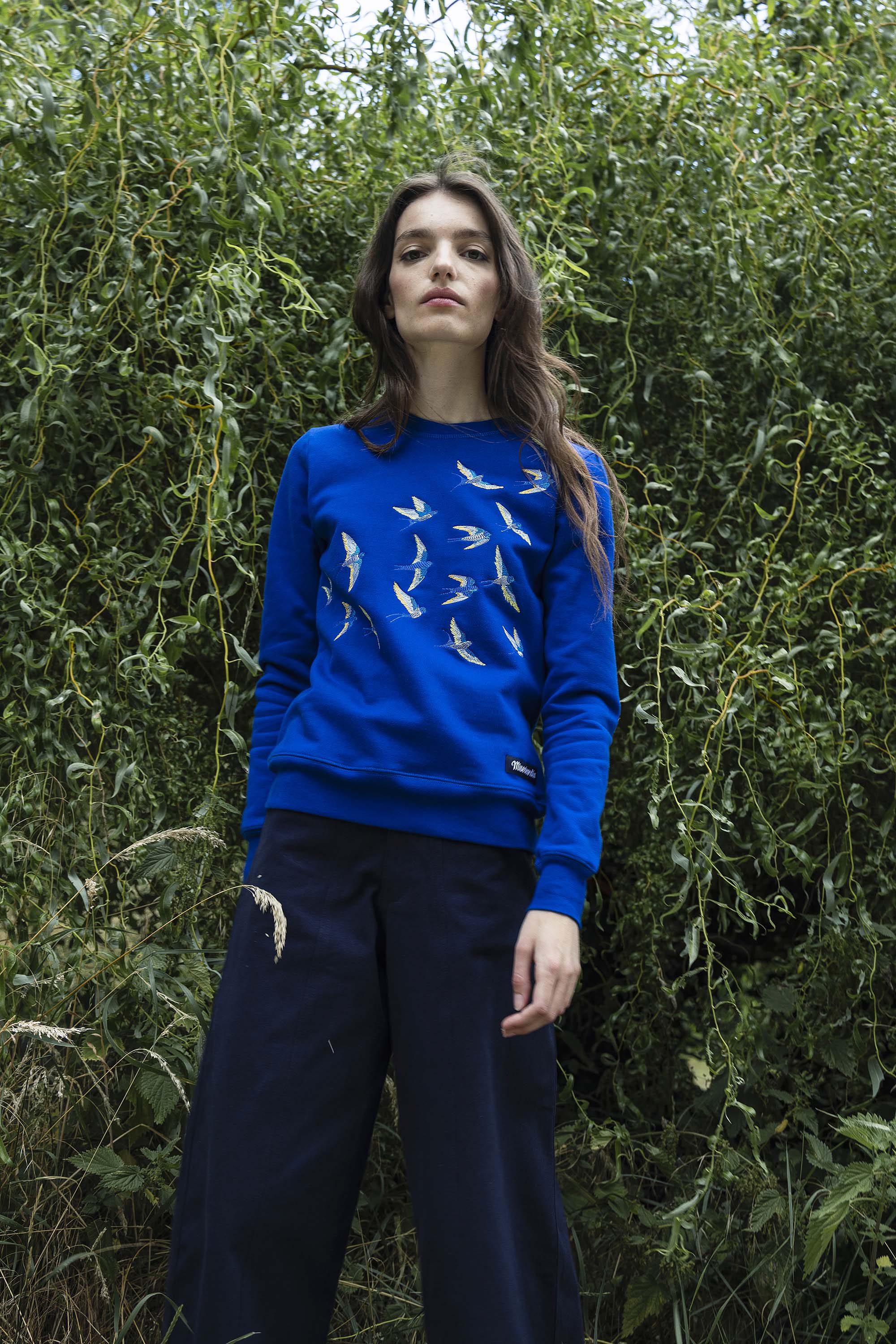 Sweatshirt Macarron Aves Bleu Saphir sweatshirt femme, pièce basique et vêtement cocooning du quotidien