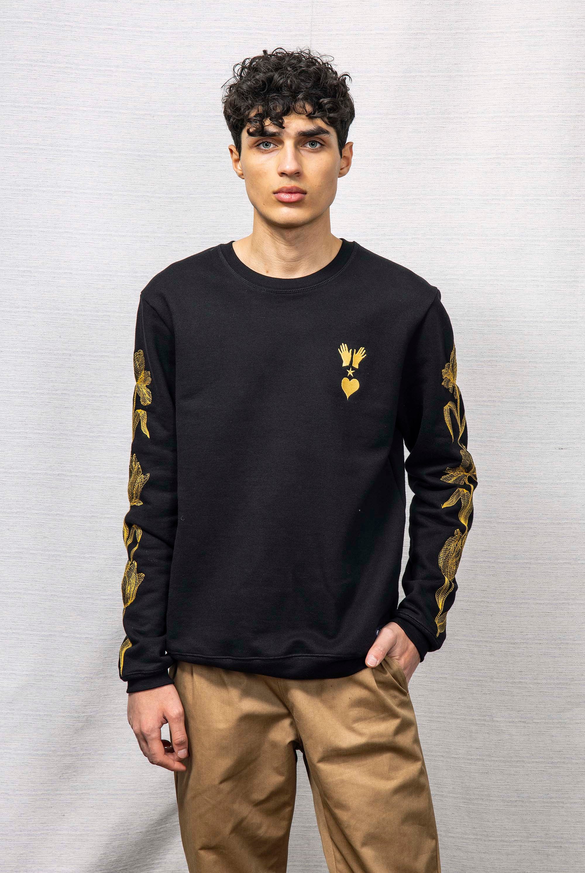 Sweatshirt Macarron Flores Noir douceur et qualité des sweatshirts homme Misericordia