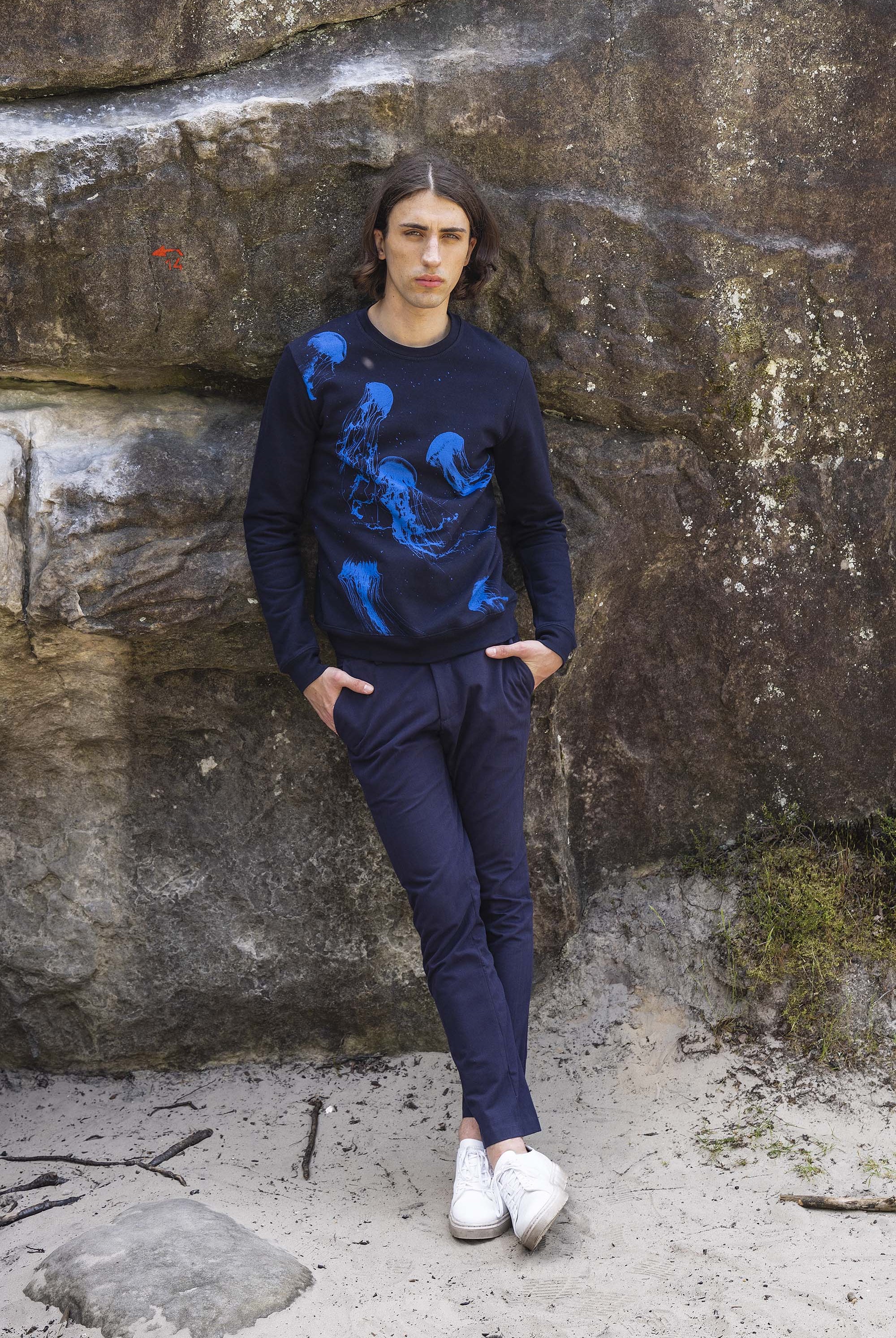 Sweatshirt Macarron Medusas Bleu Marine sweatshirts haut de gamme en imprimés