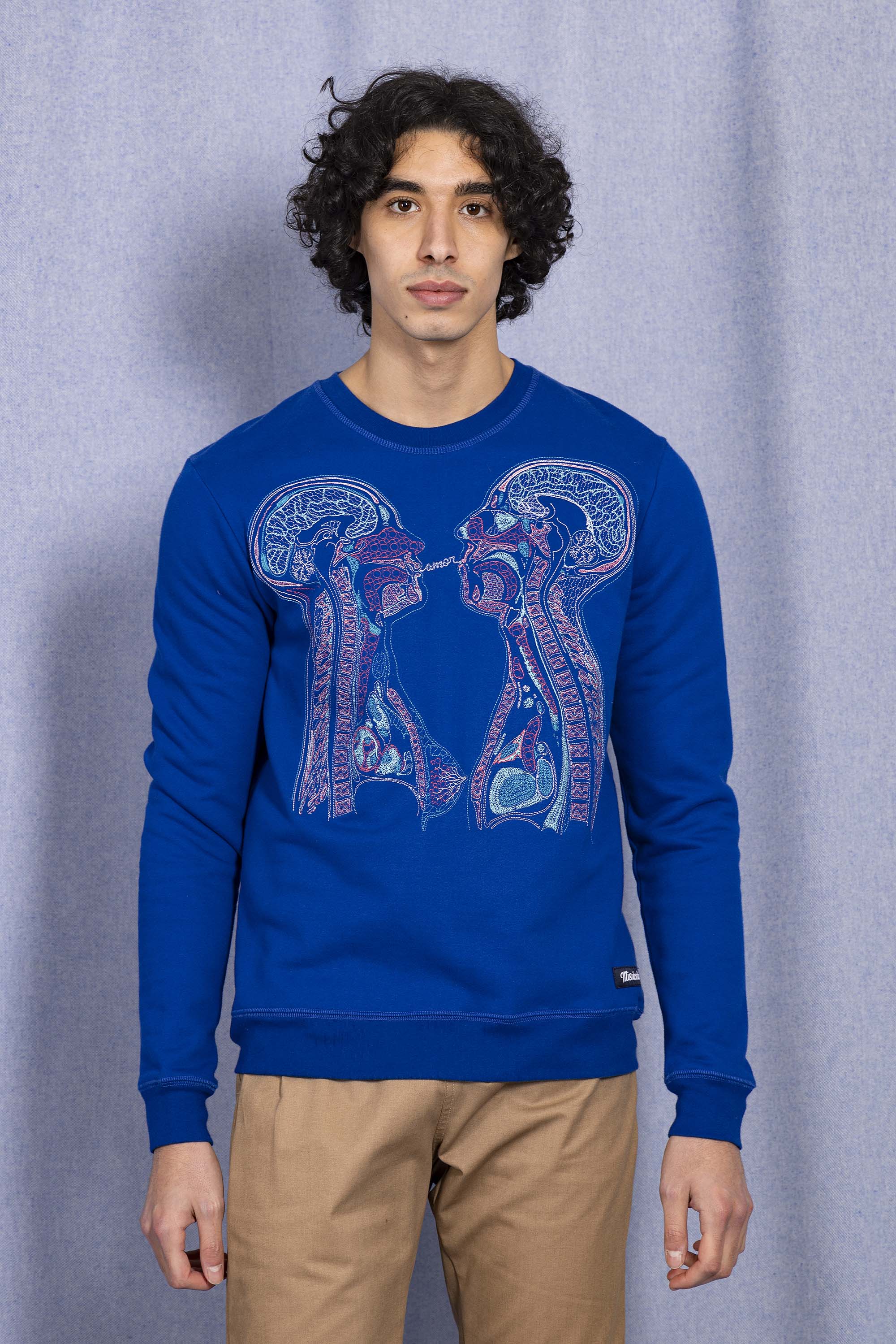 Sweatshirt Macarron Radiografia Bleu Saphir sweatshirts pour homme pour procurer une sensation de chaleur au quotidien