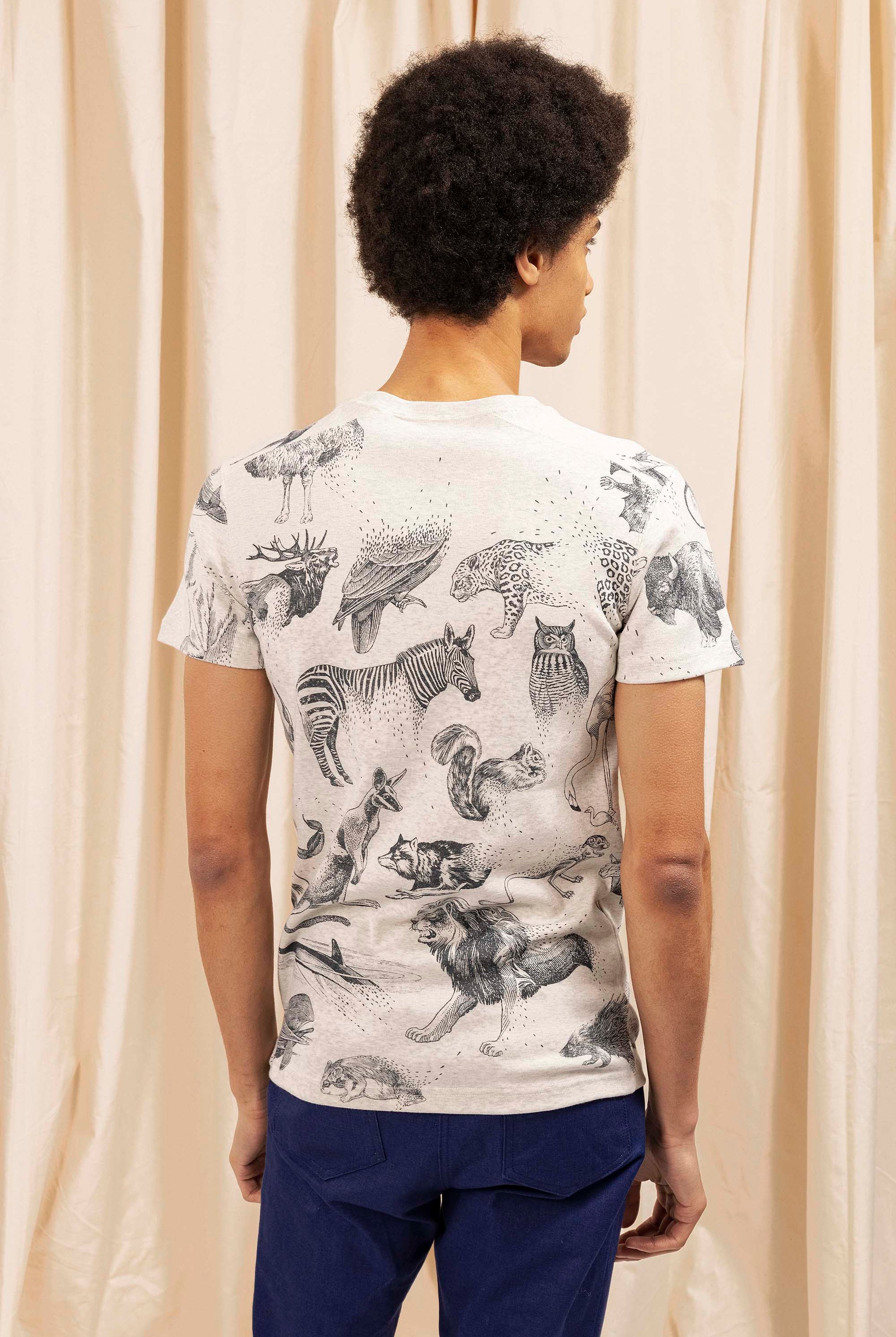 T-Shirt Carta Animales Desaparicion Écru t-shirts pour homme unis ou imprimés en coton agréable à porter