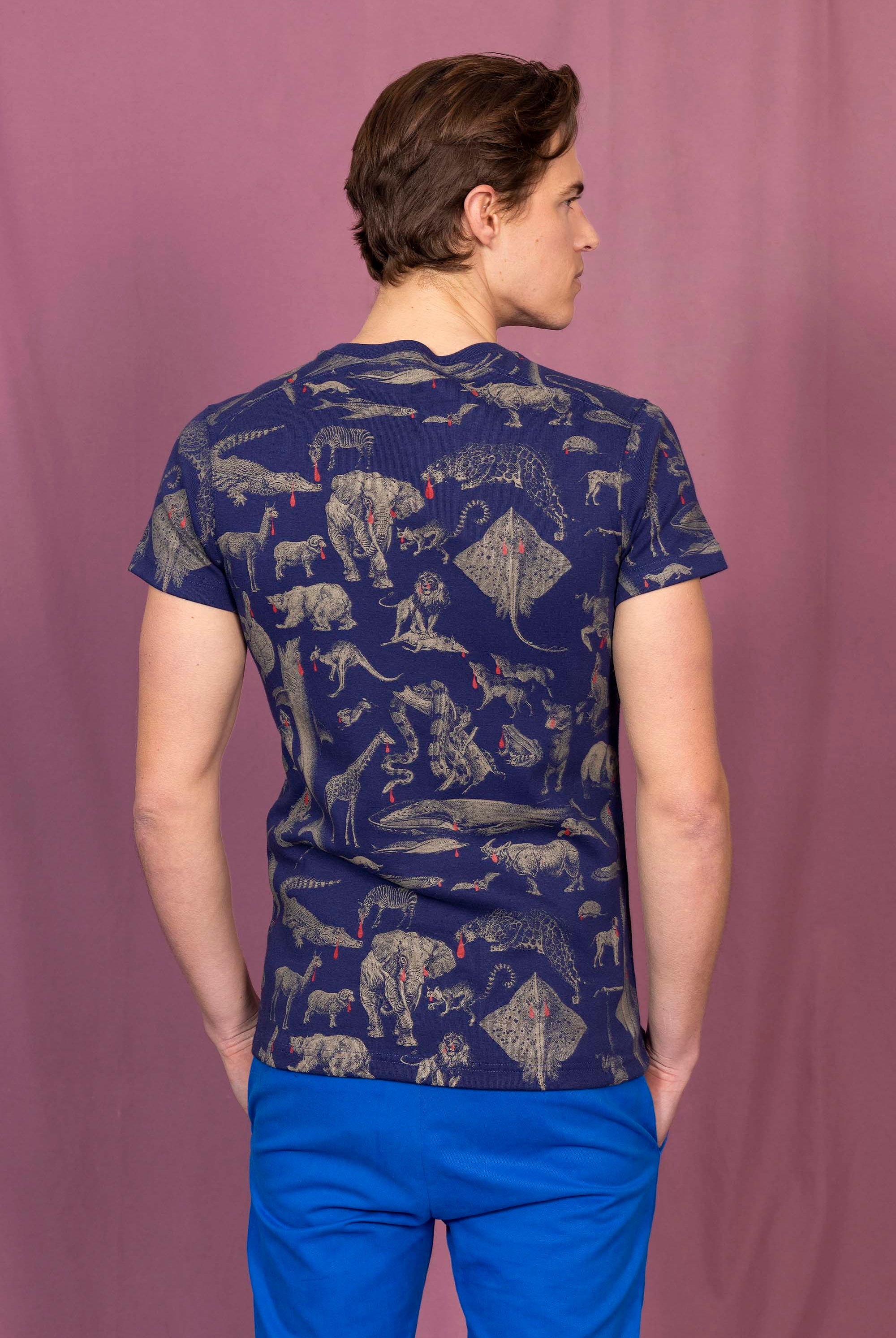 T-Shirt Carta Animales Lagrima Bleu Marine modèles à logo et coupes actuelles, les t-shirts Misericordia pour homme à découvrir