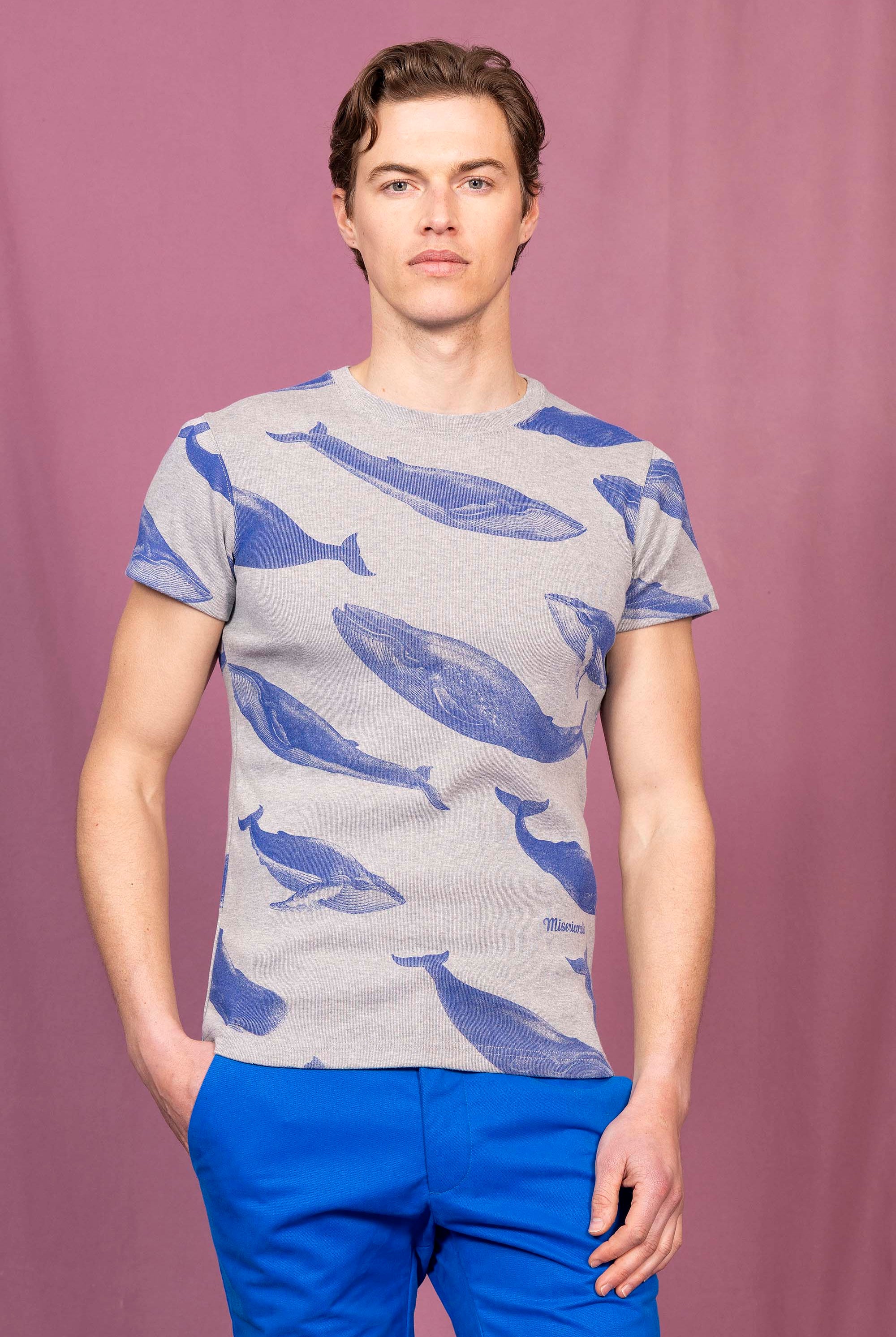 T-Shirt Carta Ballena Gris Clair t-shirts pour homme unis ou imprimés en coton agréable à porter