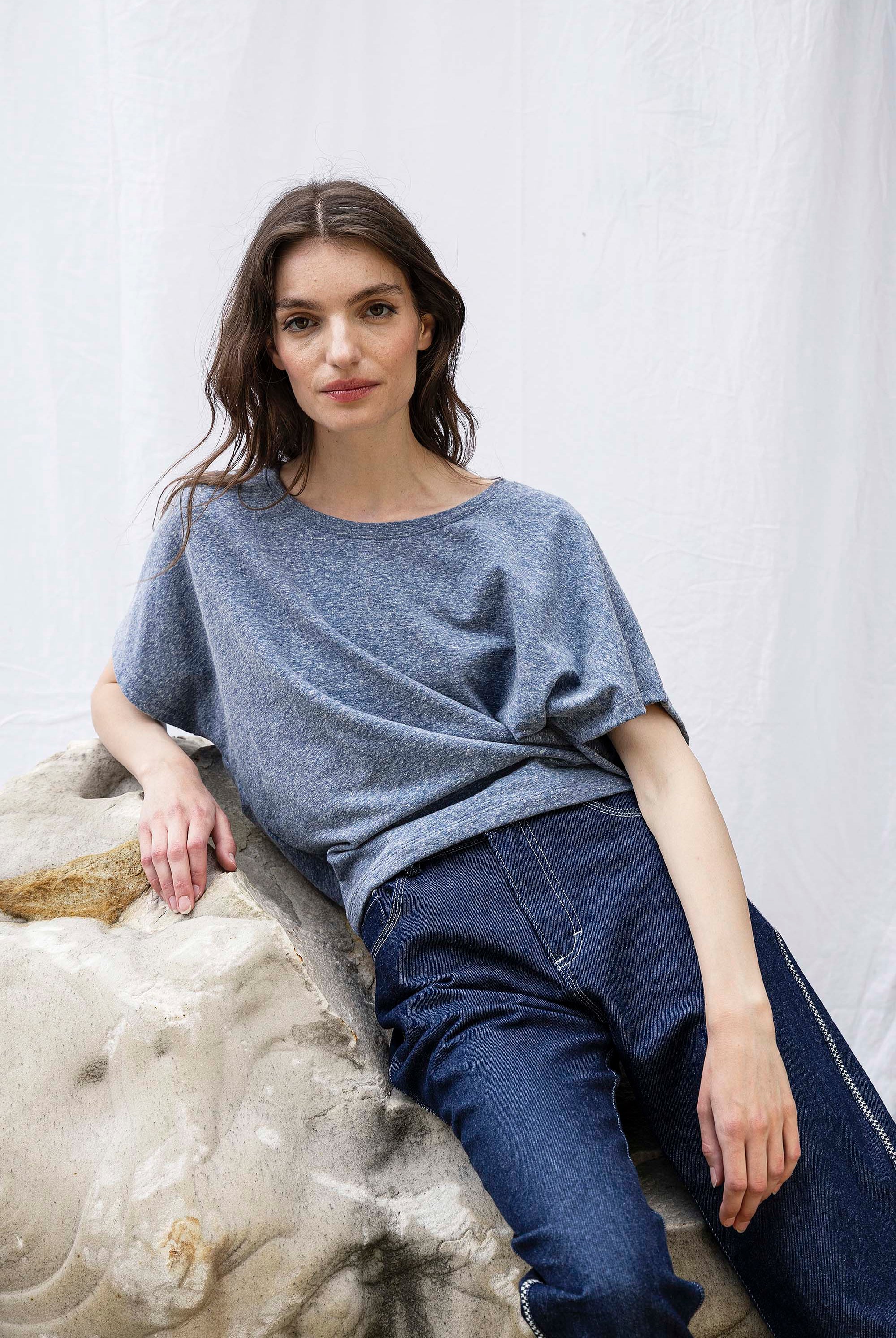 T-Shirt Lorena Bleu Chiné t-shirts femme décontractés et sophistiqués