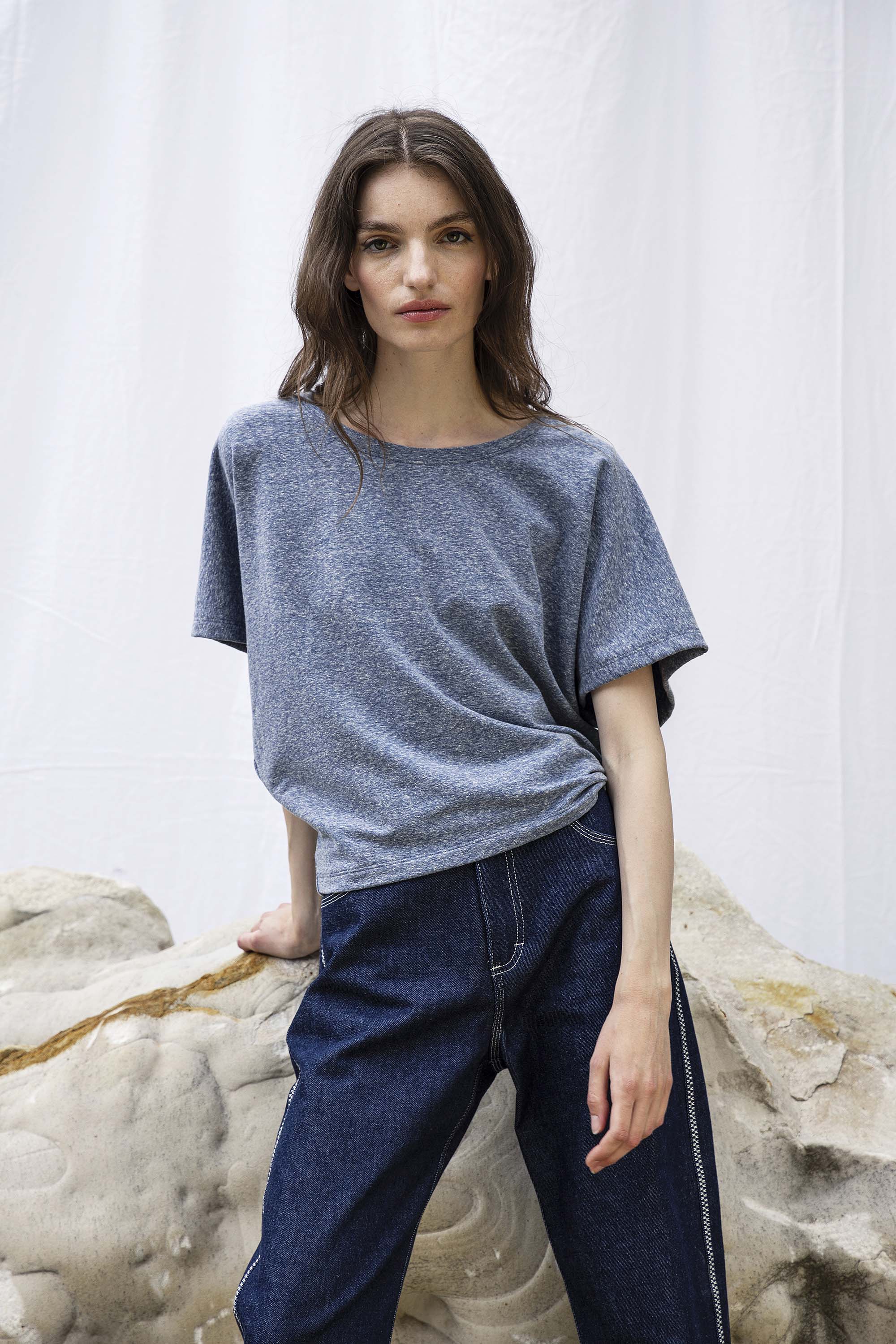 T-Shirt Lorena Bleu Chiné modèles de t-shirts femme pour le quotidien, les vacances ou les week-end