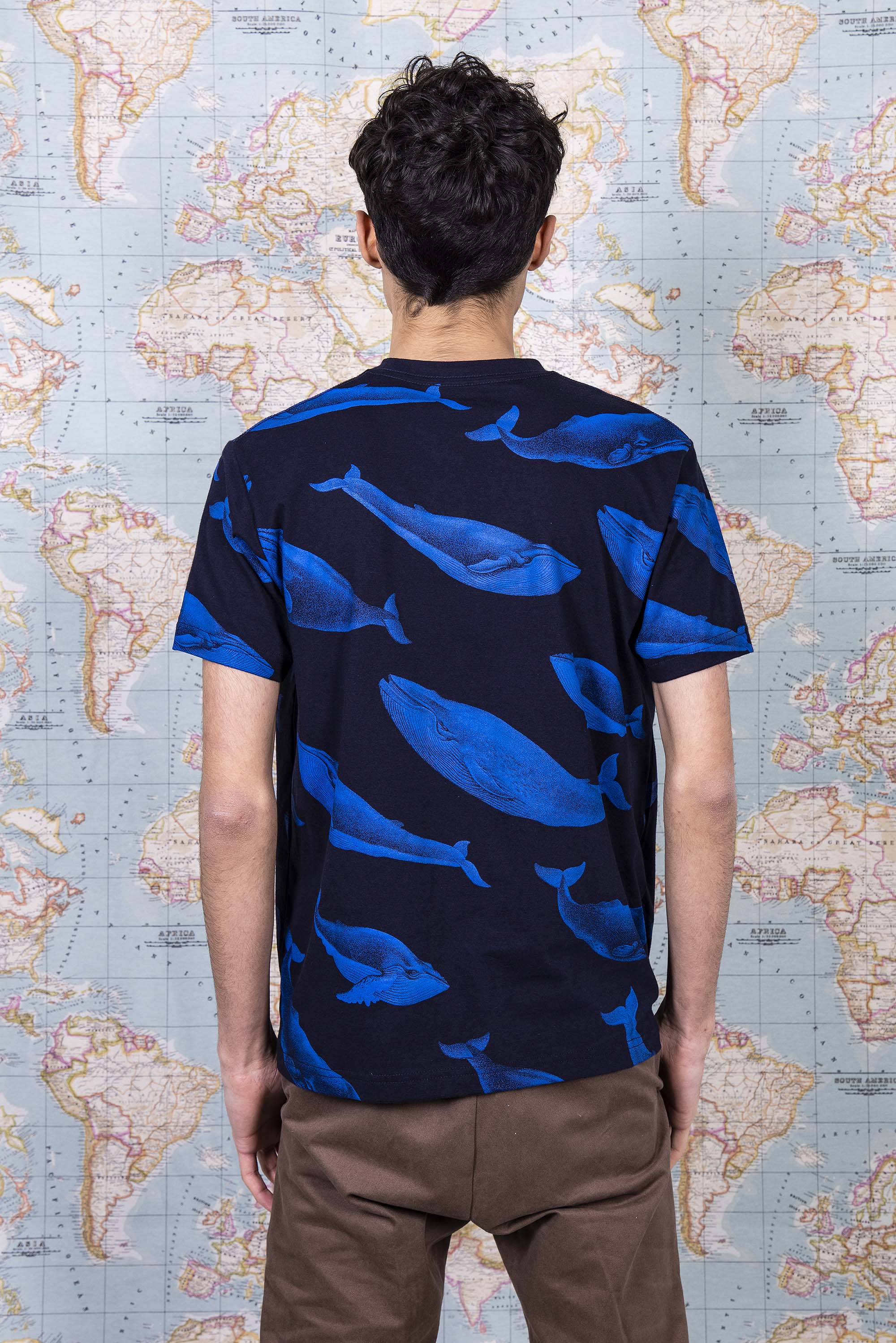T-Shirt Mario Ballena Bleu marine t-shirts pour homme unis ou imprimés en coton agréable à porter