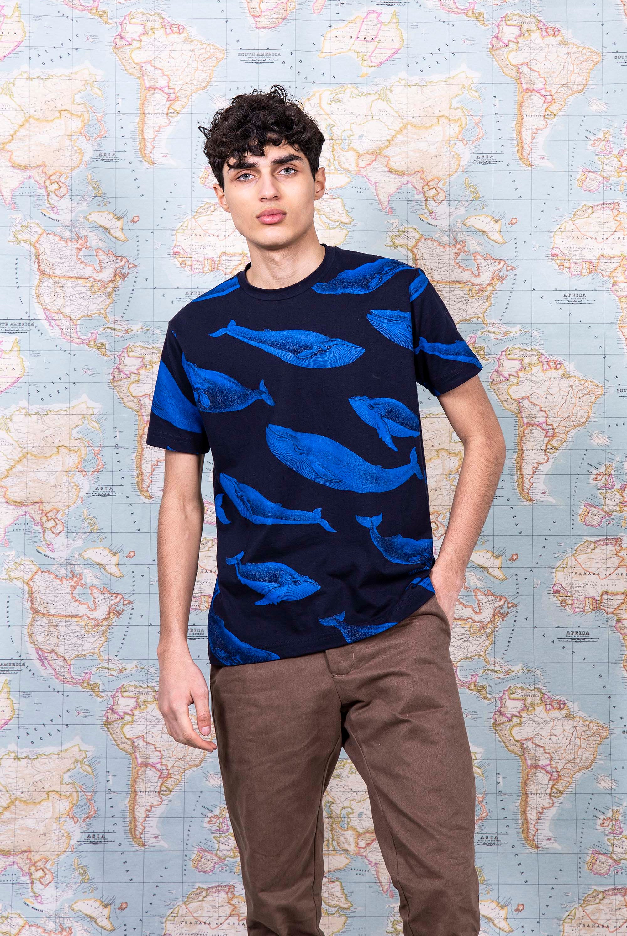T-Shirt Mario Ballena Bleu marine t-shirts pour homme simples, polyvalents pour toutes les occasions